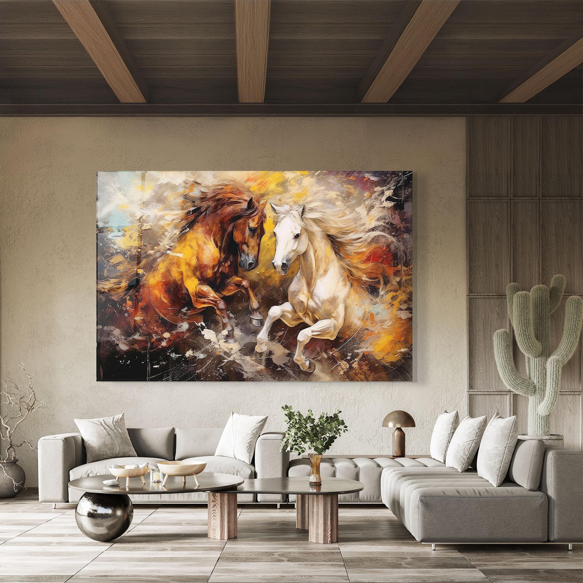 Üvegkép Brown White Horses mockup 8