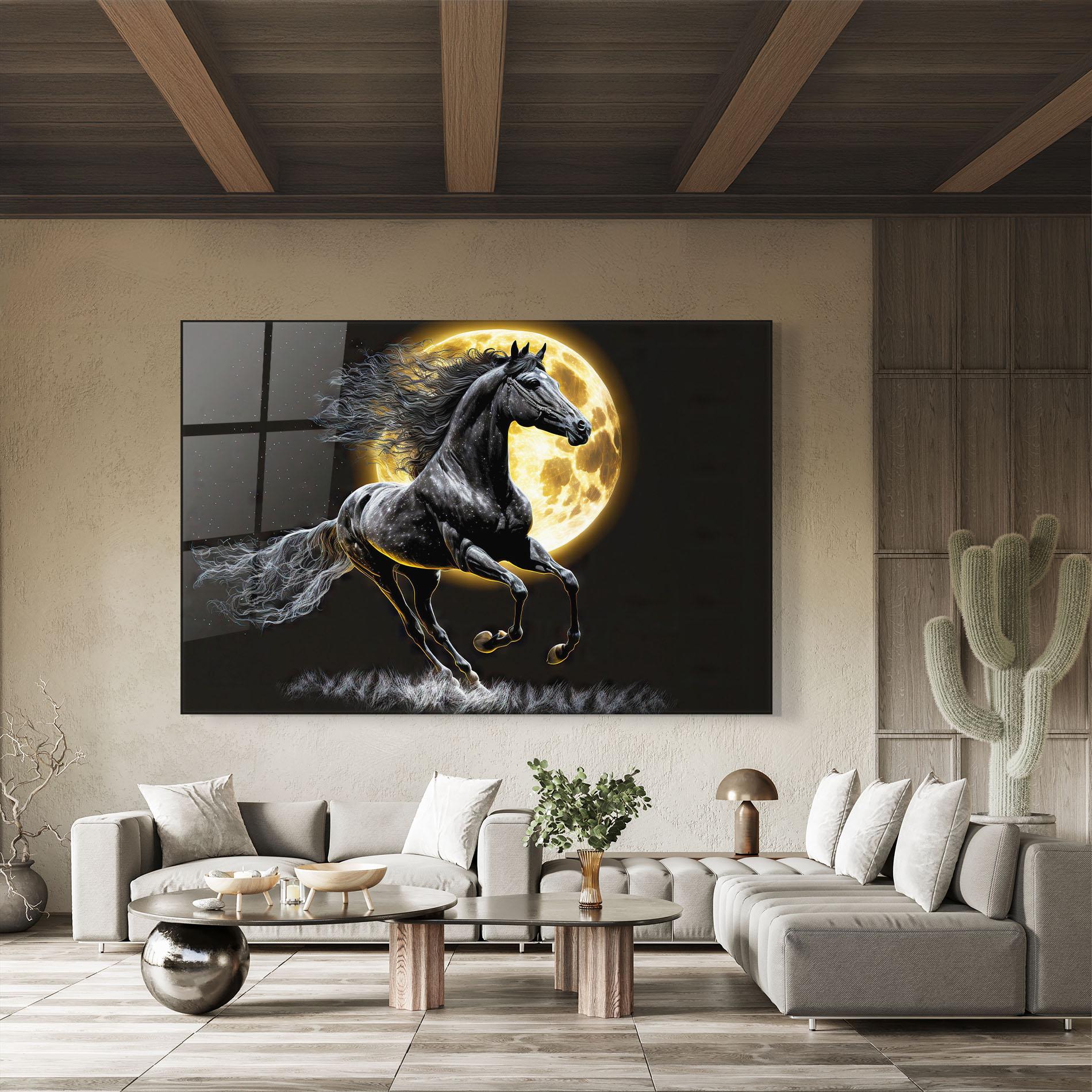 Üvegkép Gold Moon Horse mockup 8