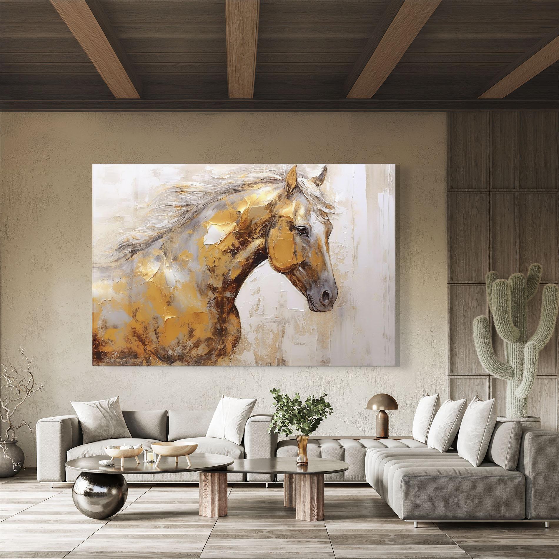 Üvegkép Gold Texture Horse mockup 8