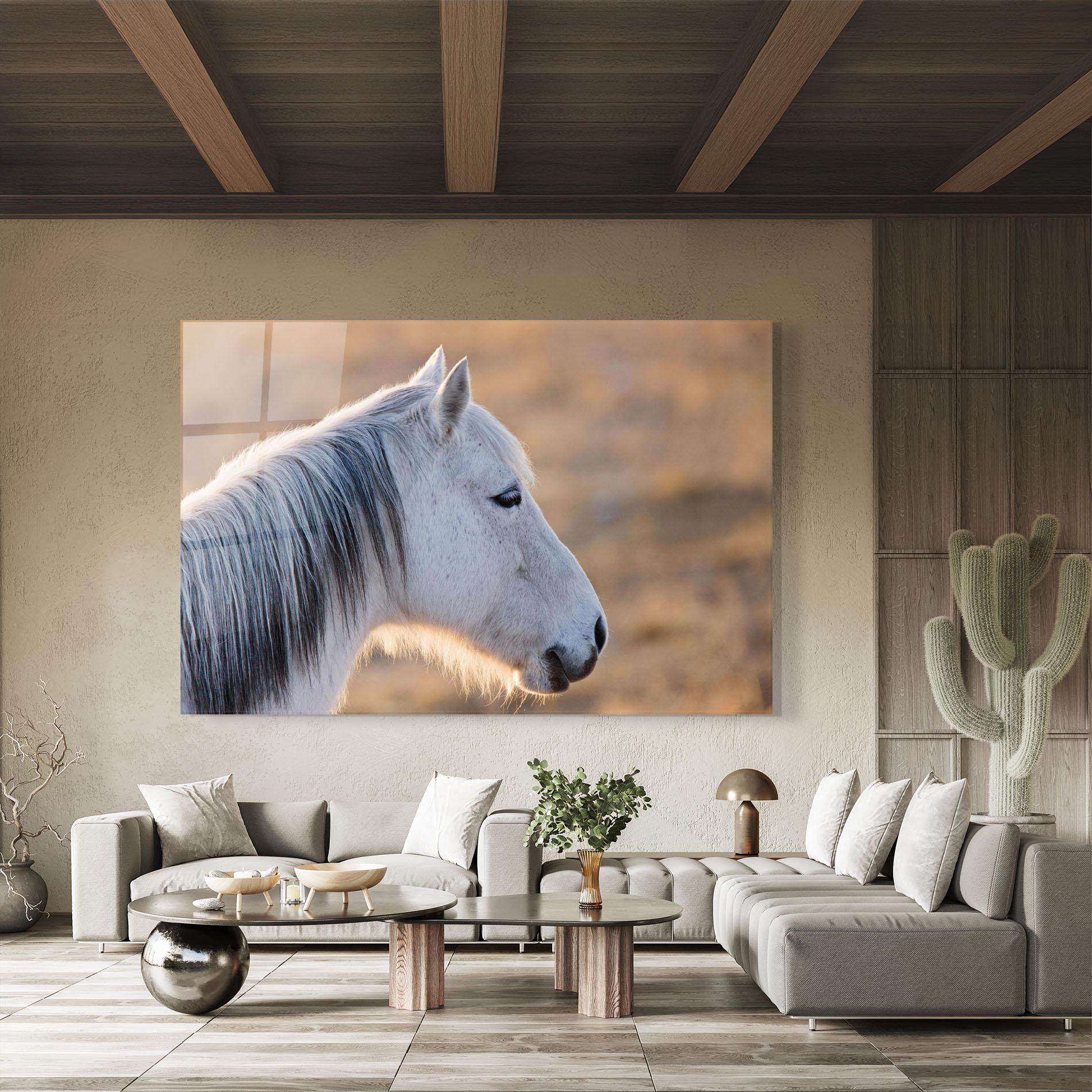 Üvegkép Light Gray Horse Looking mockup 8