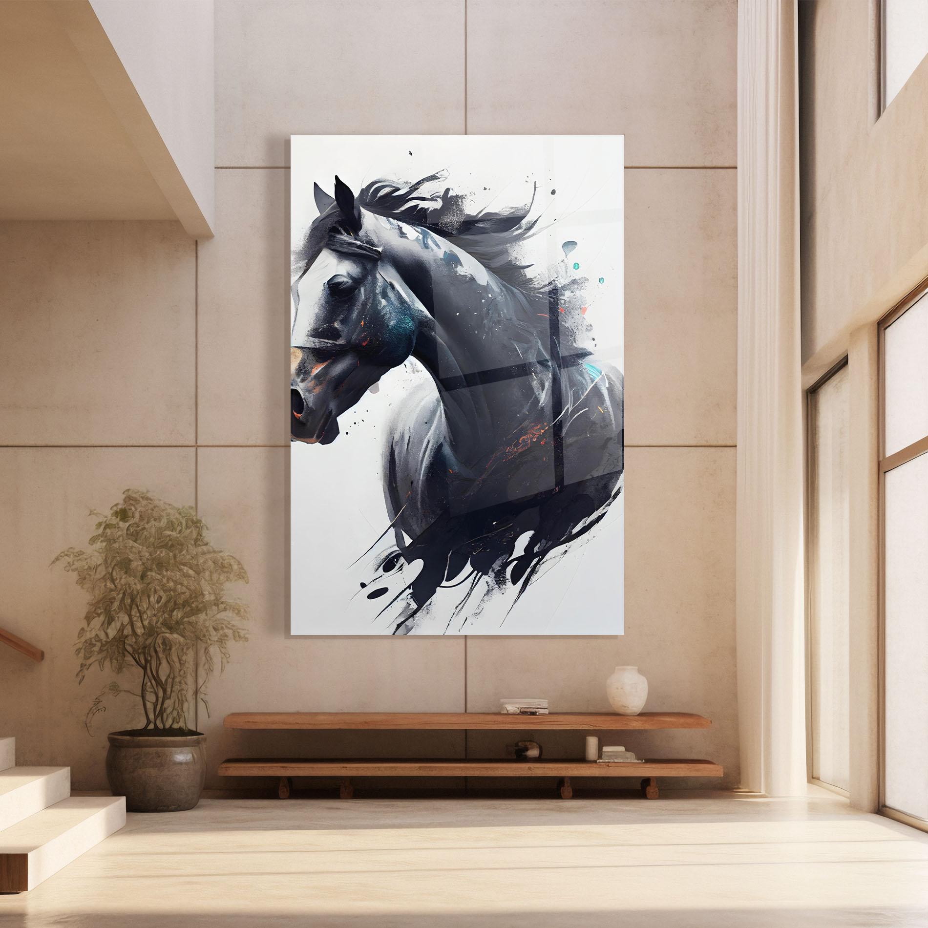 Üvegkép Black Paint Horse mockup 8