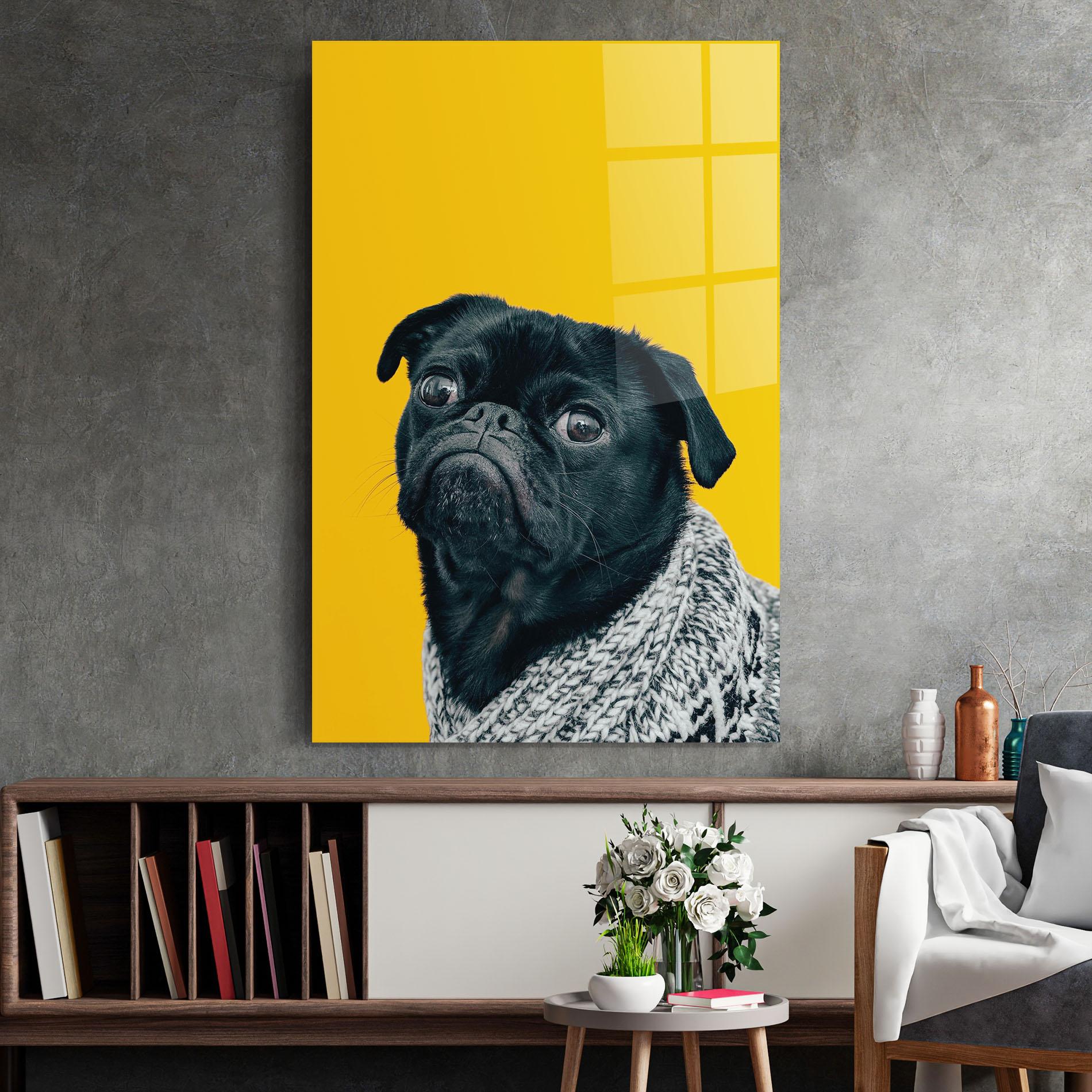 Üvegkép Black Pug mockup 2