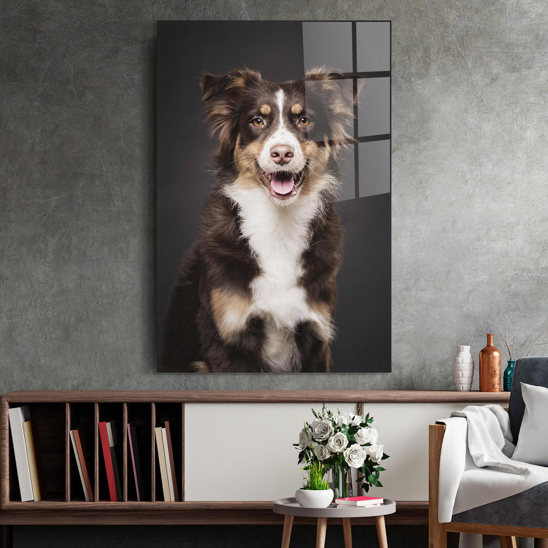 Üvegkép Cute Dog Sitting mockup 2