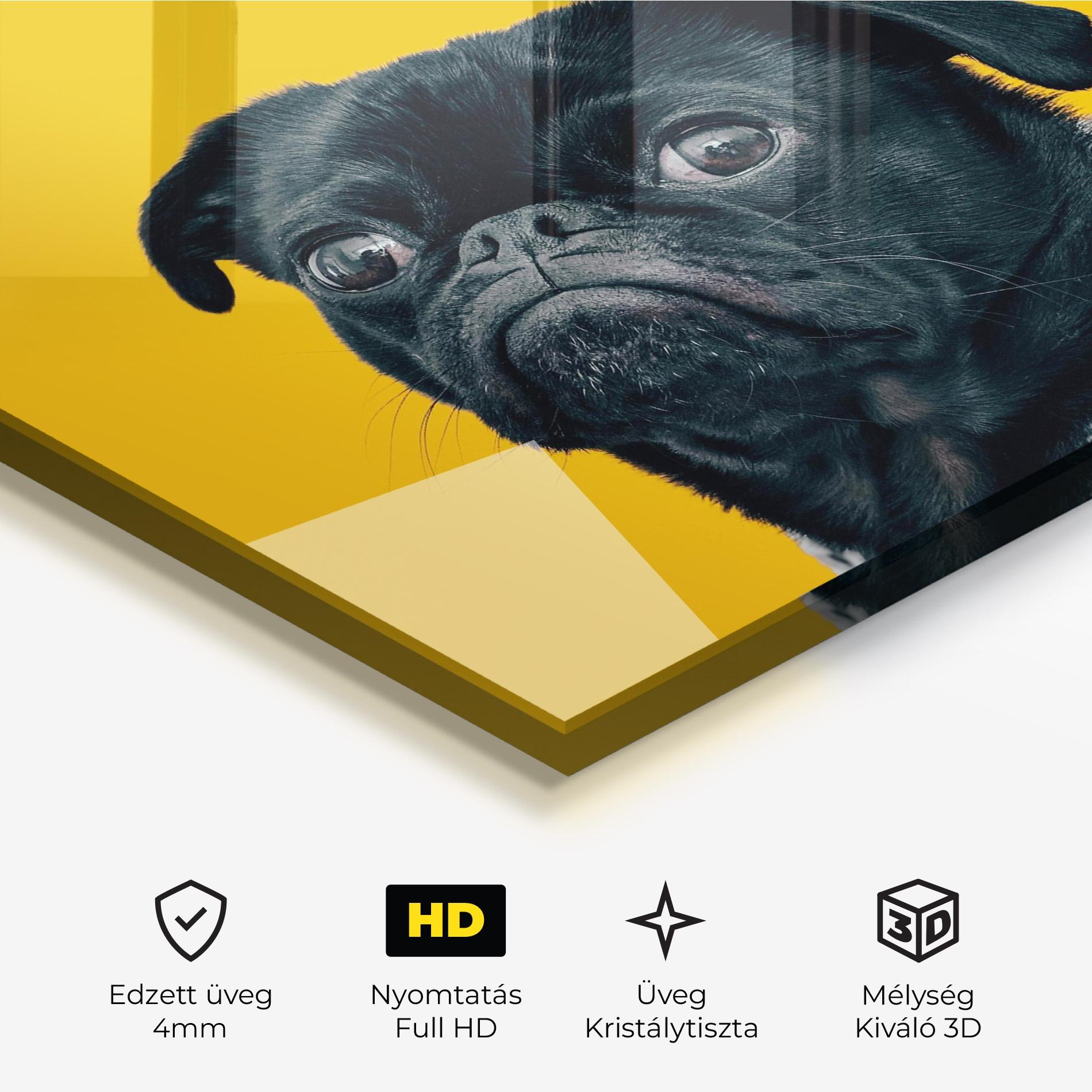 Üvegkép Black Pug mockup 3