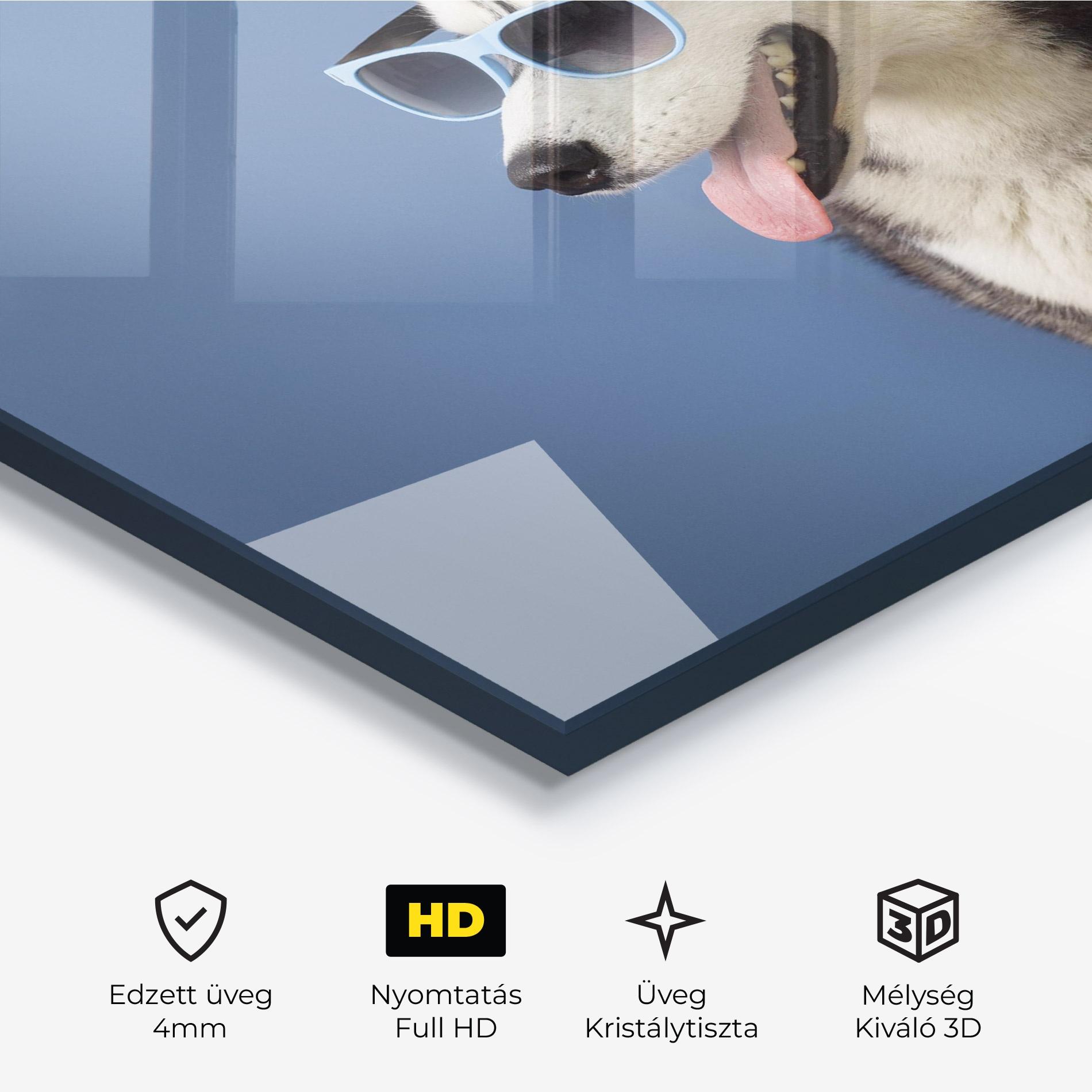 Üvegkép Blue Glasses Dog mockup 3