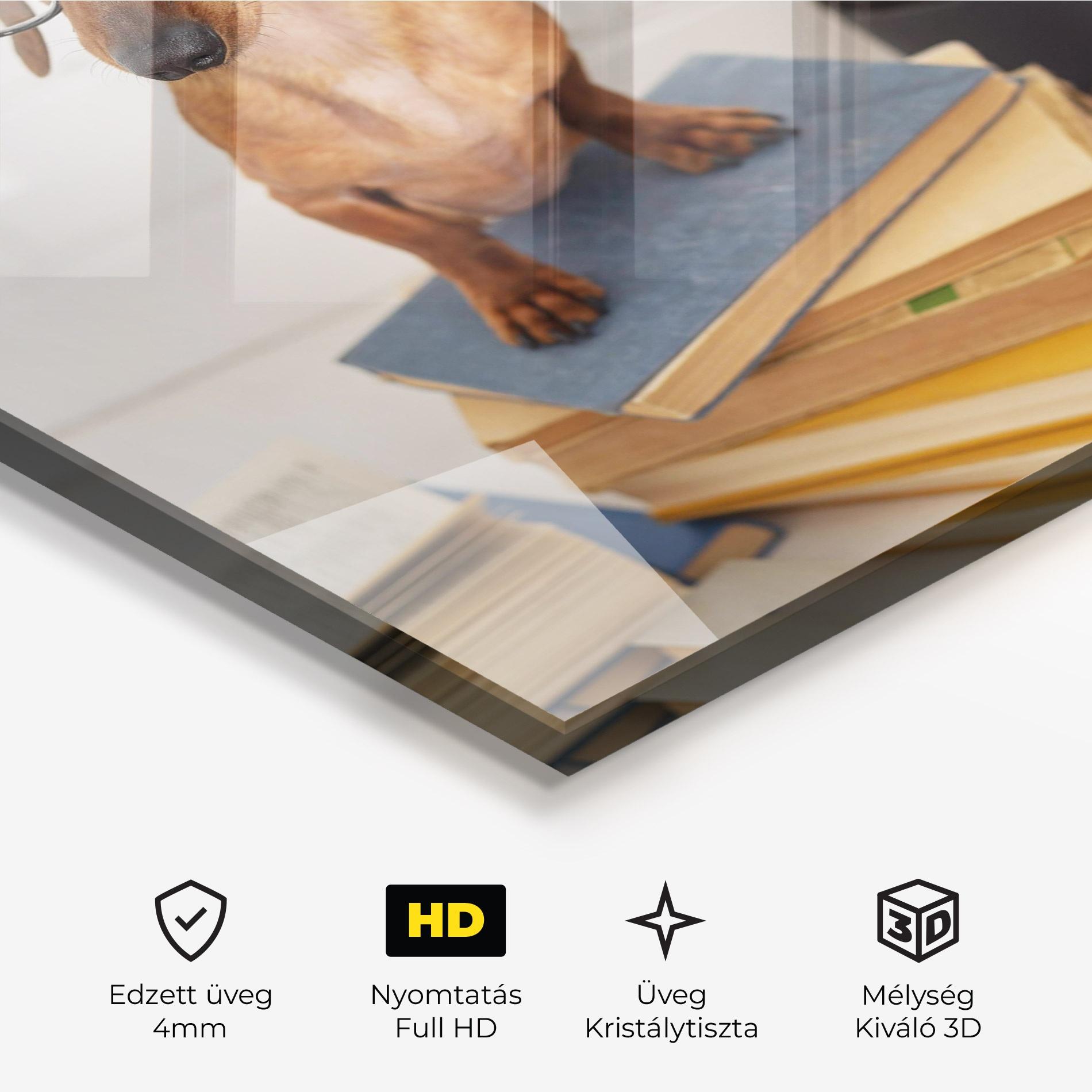 Üvegkép Books Cute Dog mockup 3