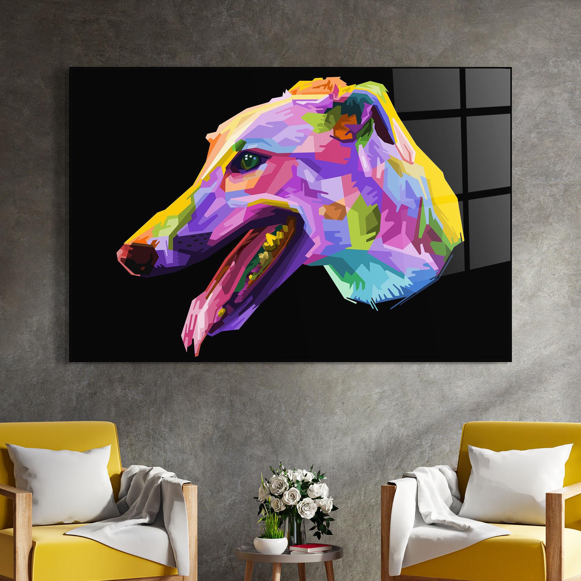 Üvegkép Colorful Dog Art mockup 4