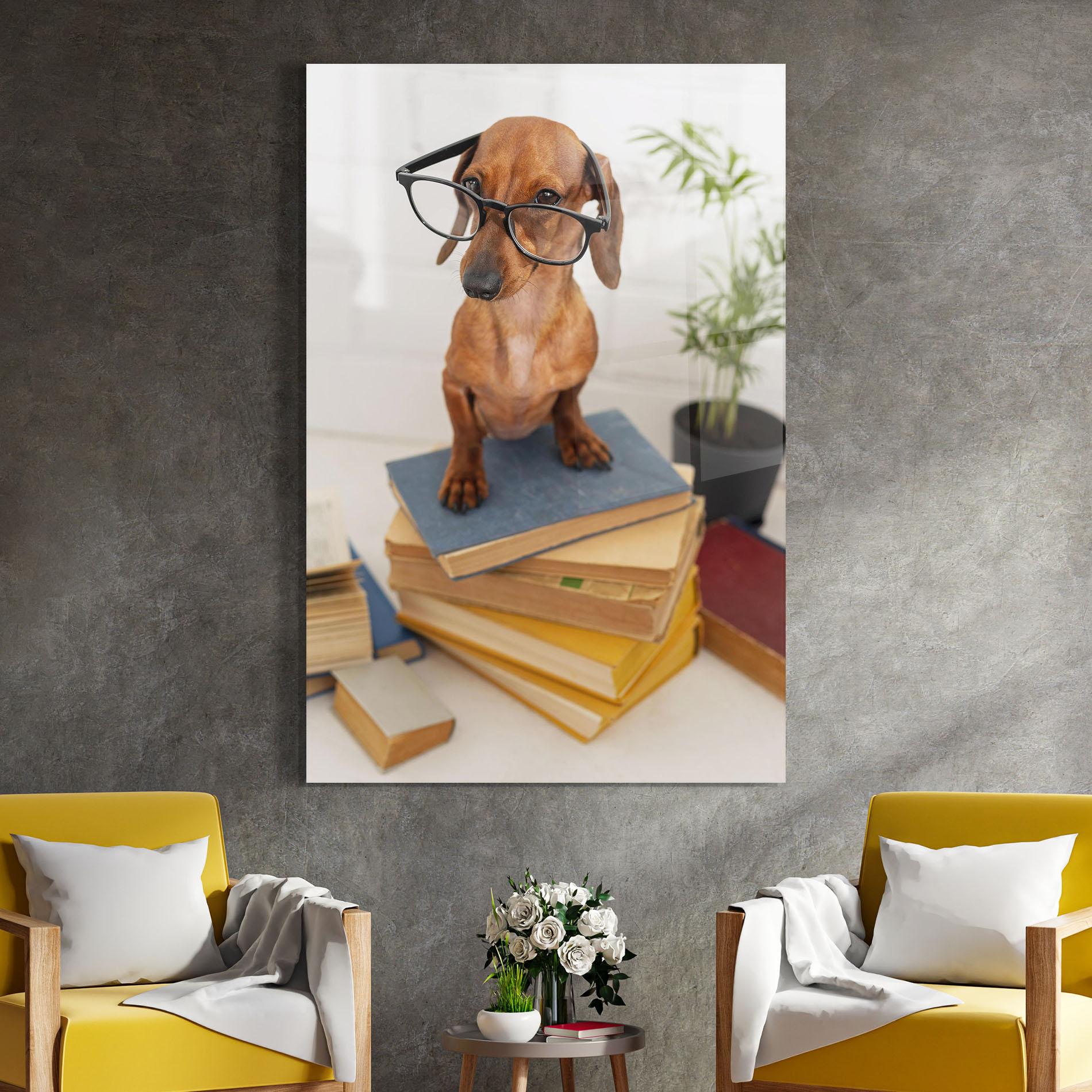 Üvegkép Books Cute Dog mockup 4