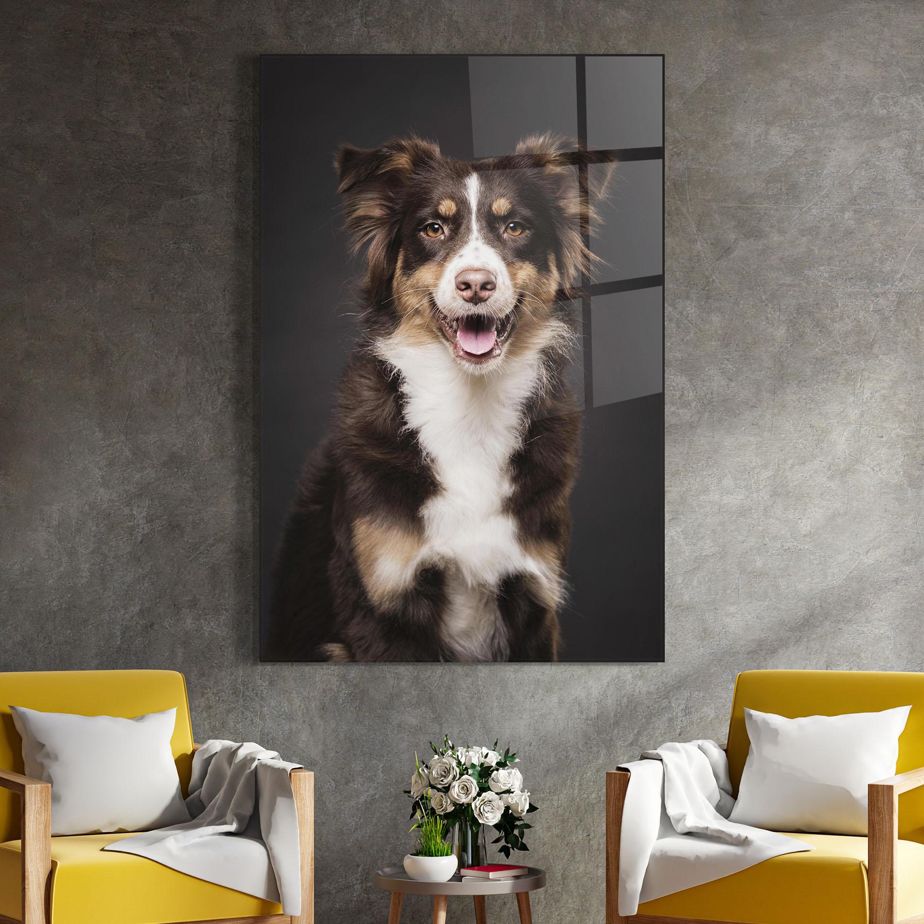 Üvegkép Cute Dog Sitting mockup 4