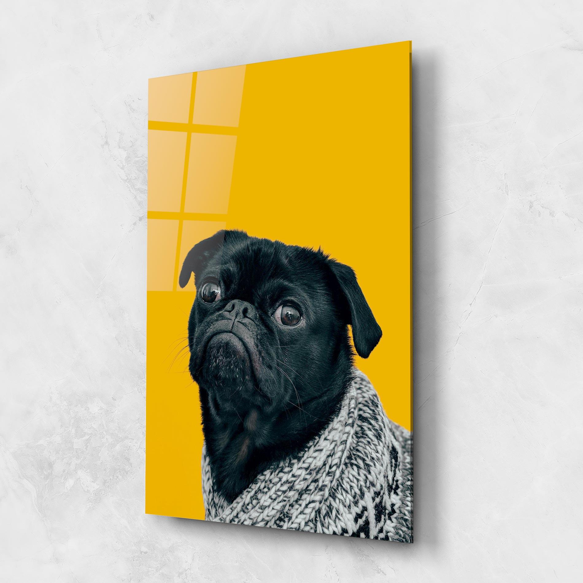 Üvegkép Black Pug mockup 1