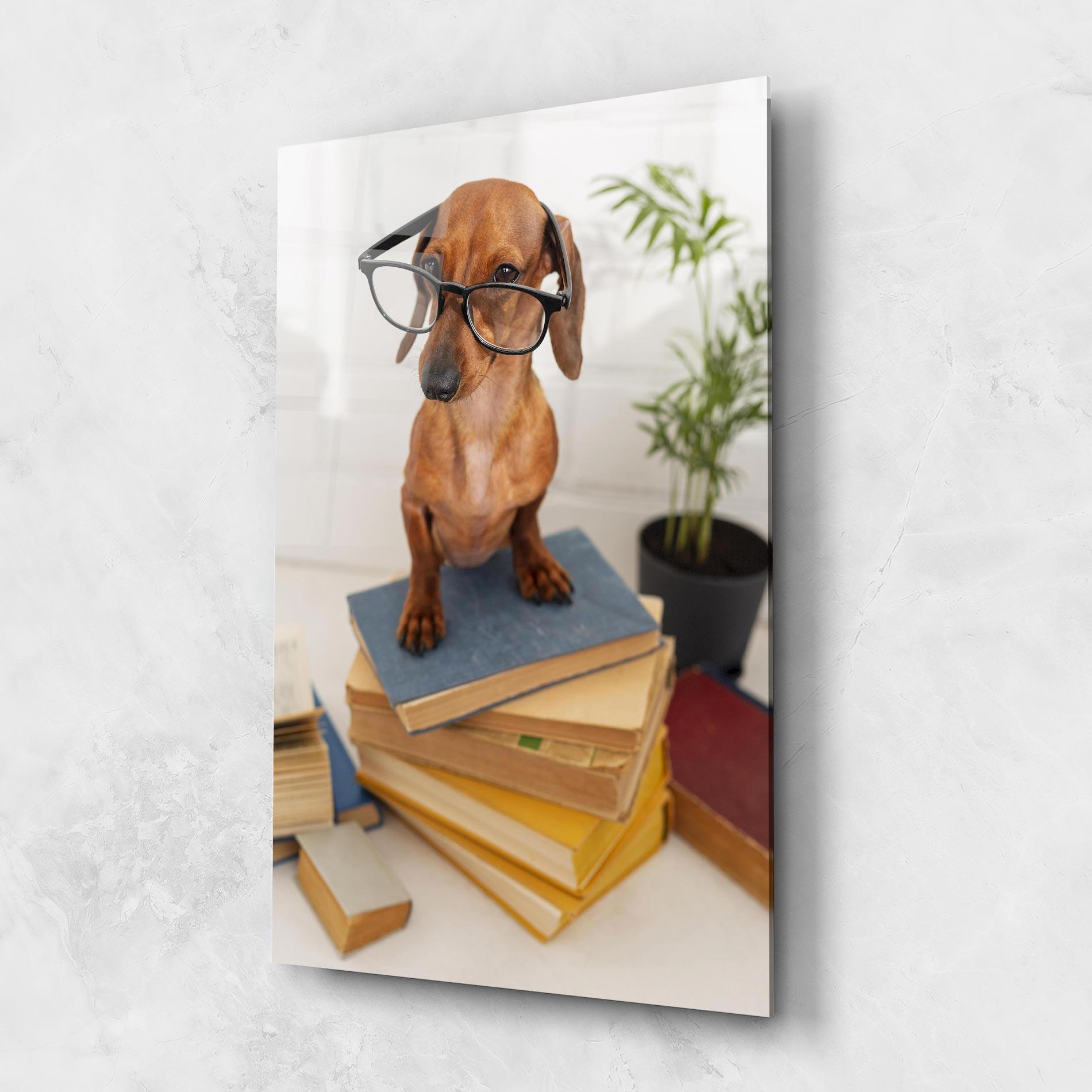 Üvegkép Books Cute Dog mockup 1