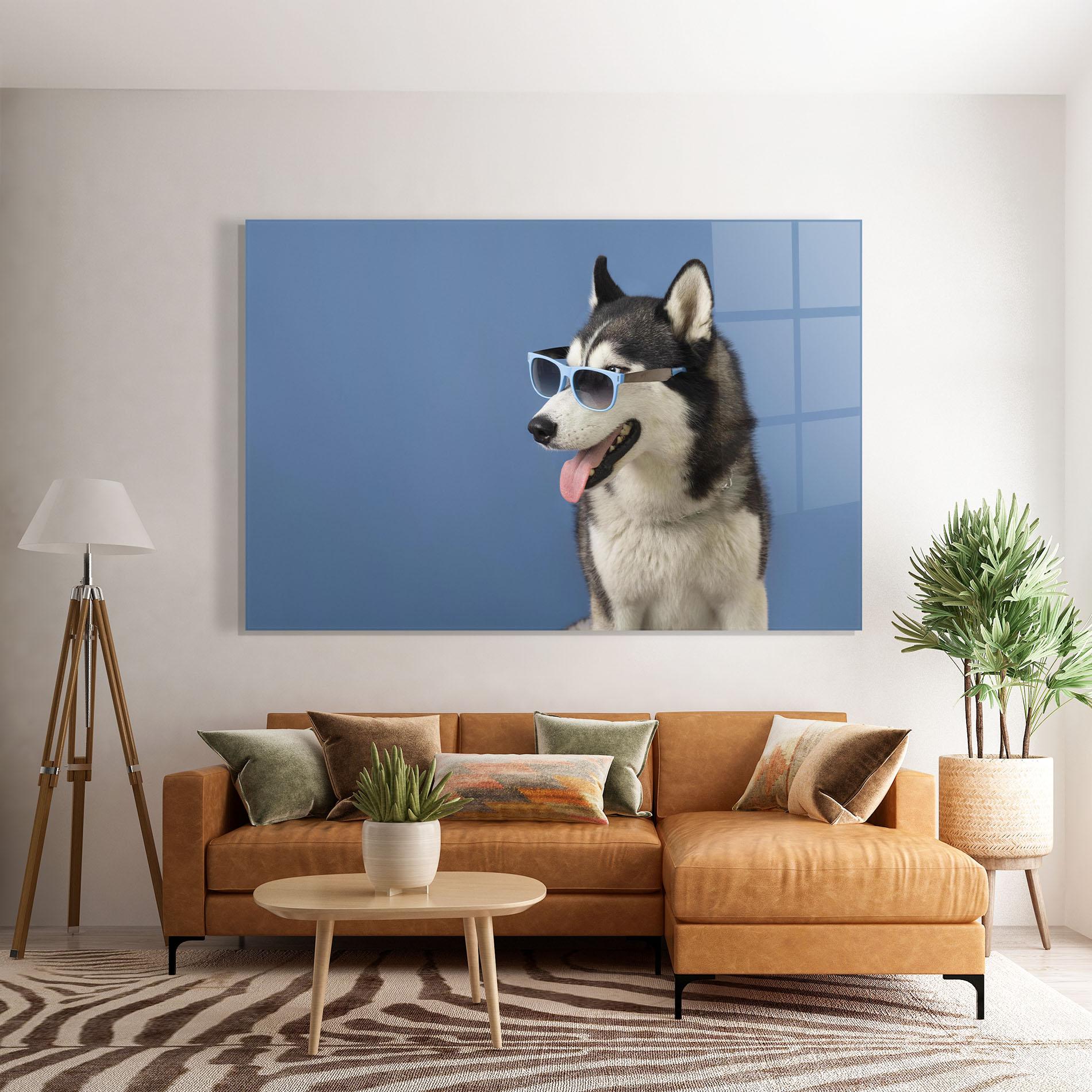 Üvegkép Blue Glasses Dog mockup 7