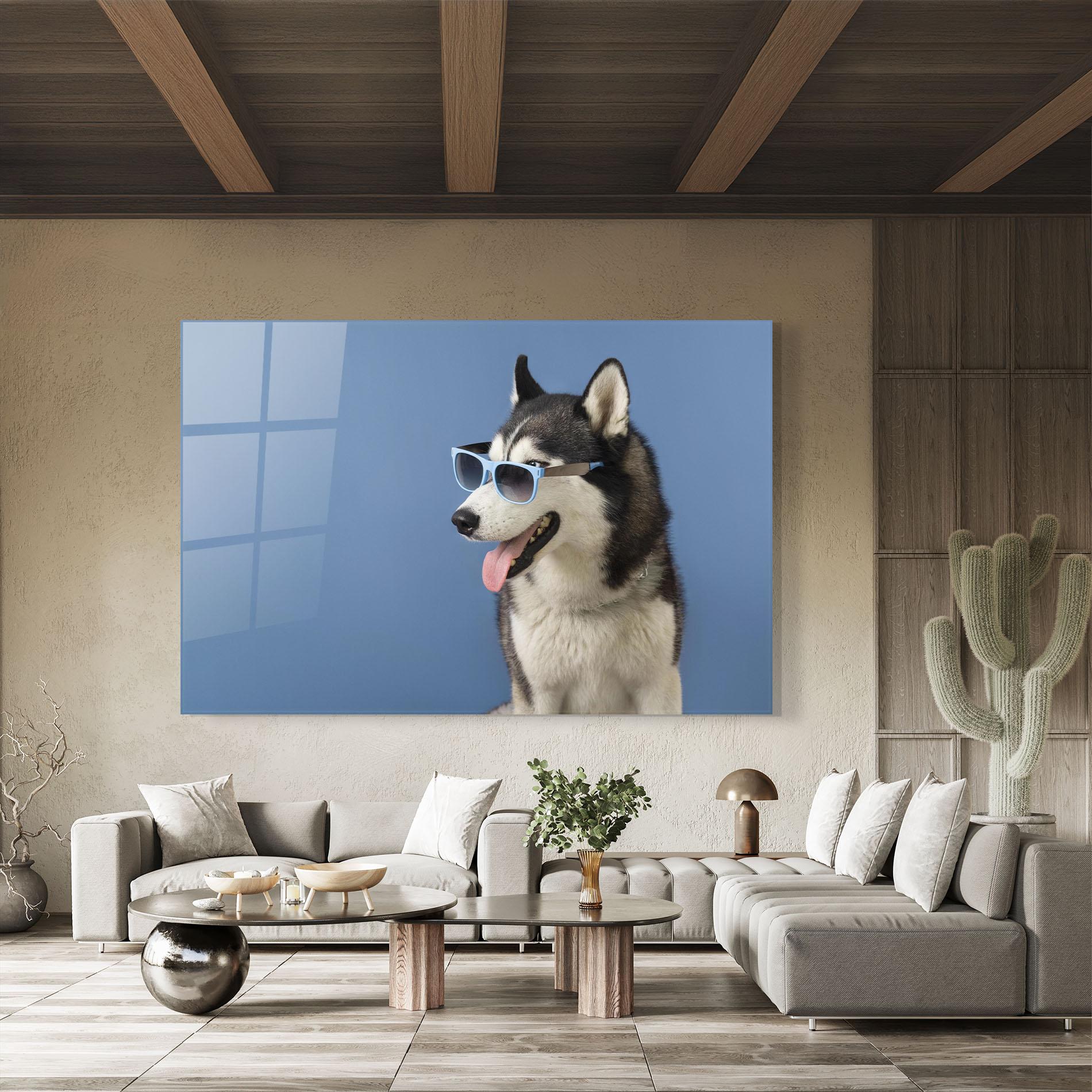 Üvegkép Blue Glasses Dog mockup 8