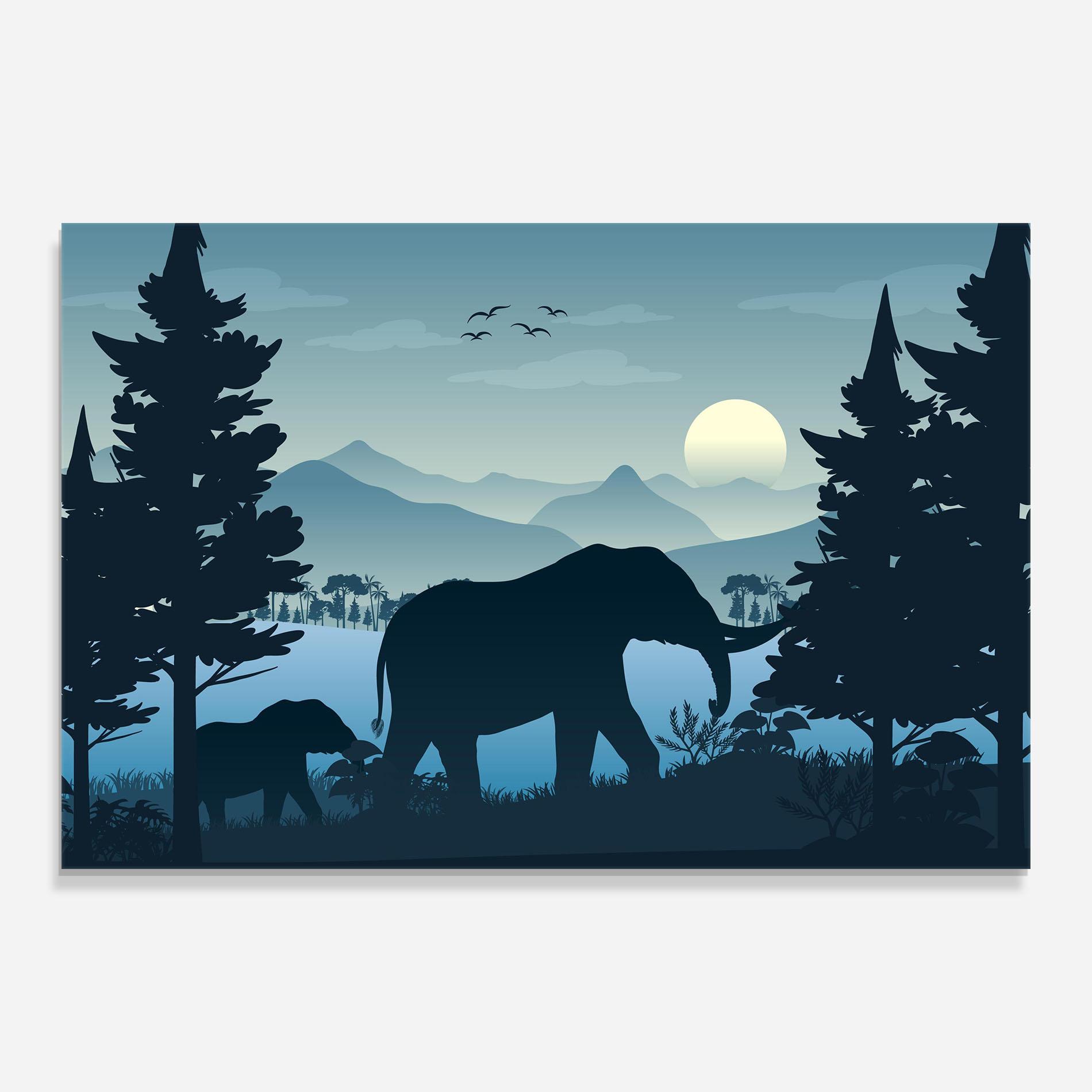 Üvegkép Blue Light Elephant mockup 0