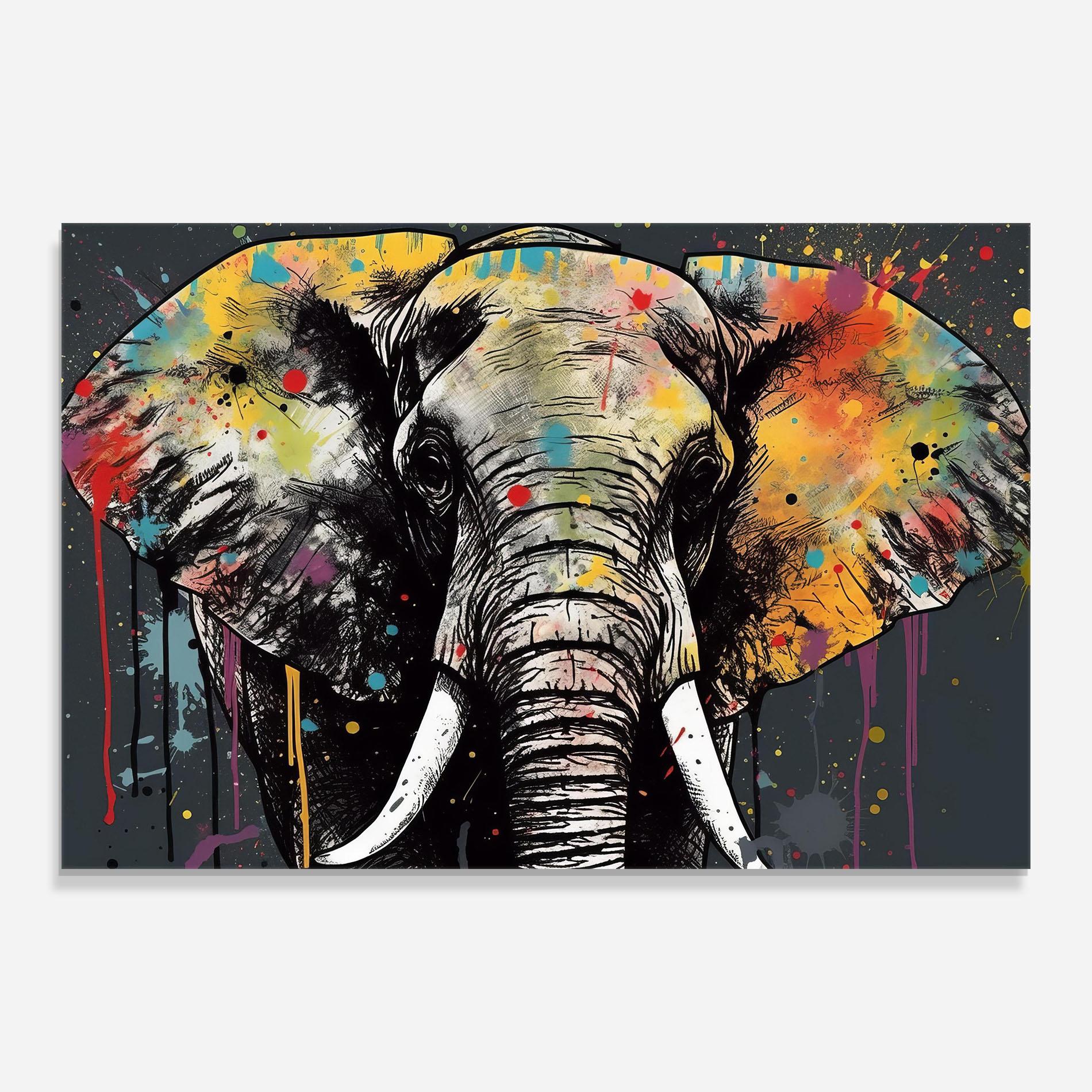 Üvegkép Elephant Portrait Art mockup 0