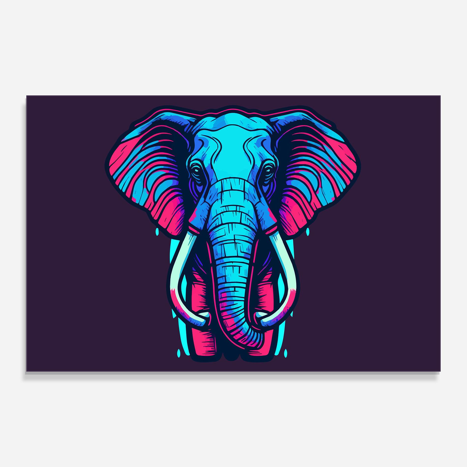 Üvegkép Pink Blue Elephant mockup 0