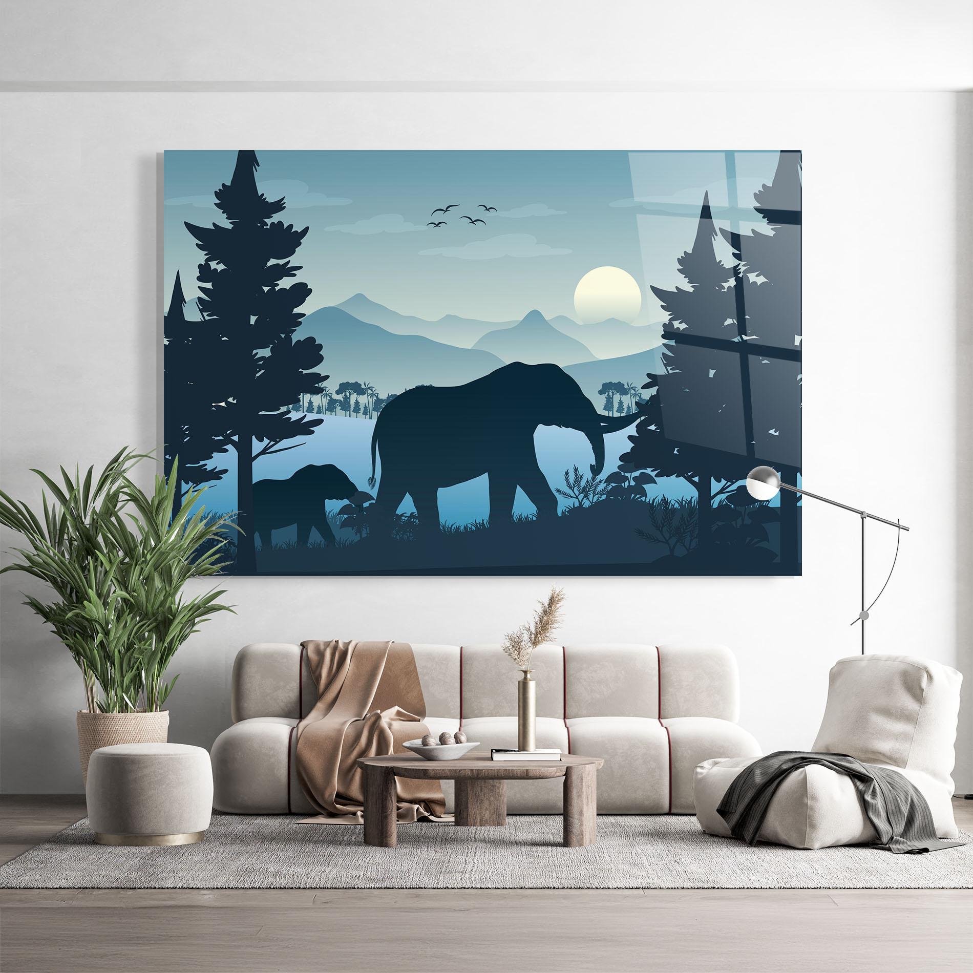 Üvegkép Blue Light Elephant mockup 9