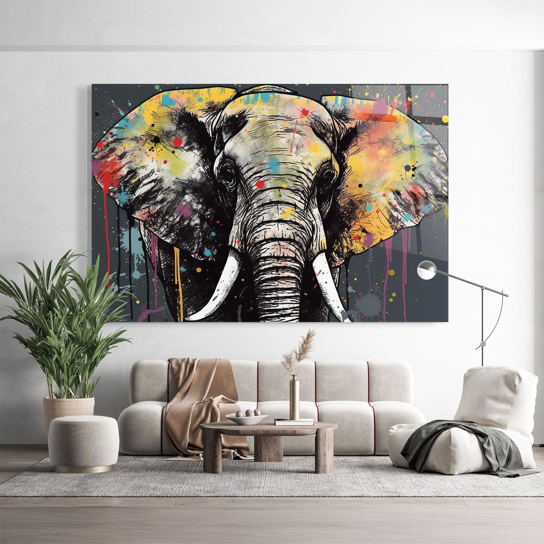 Üvegkép Elephant Portrait Art mockup 9