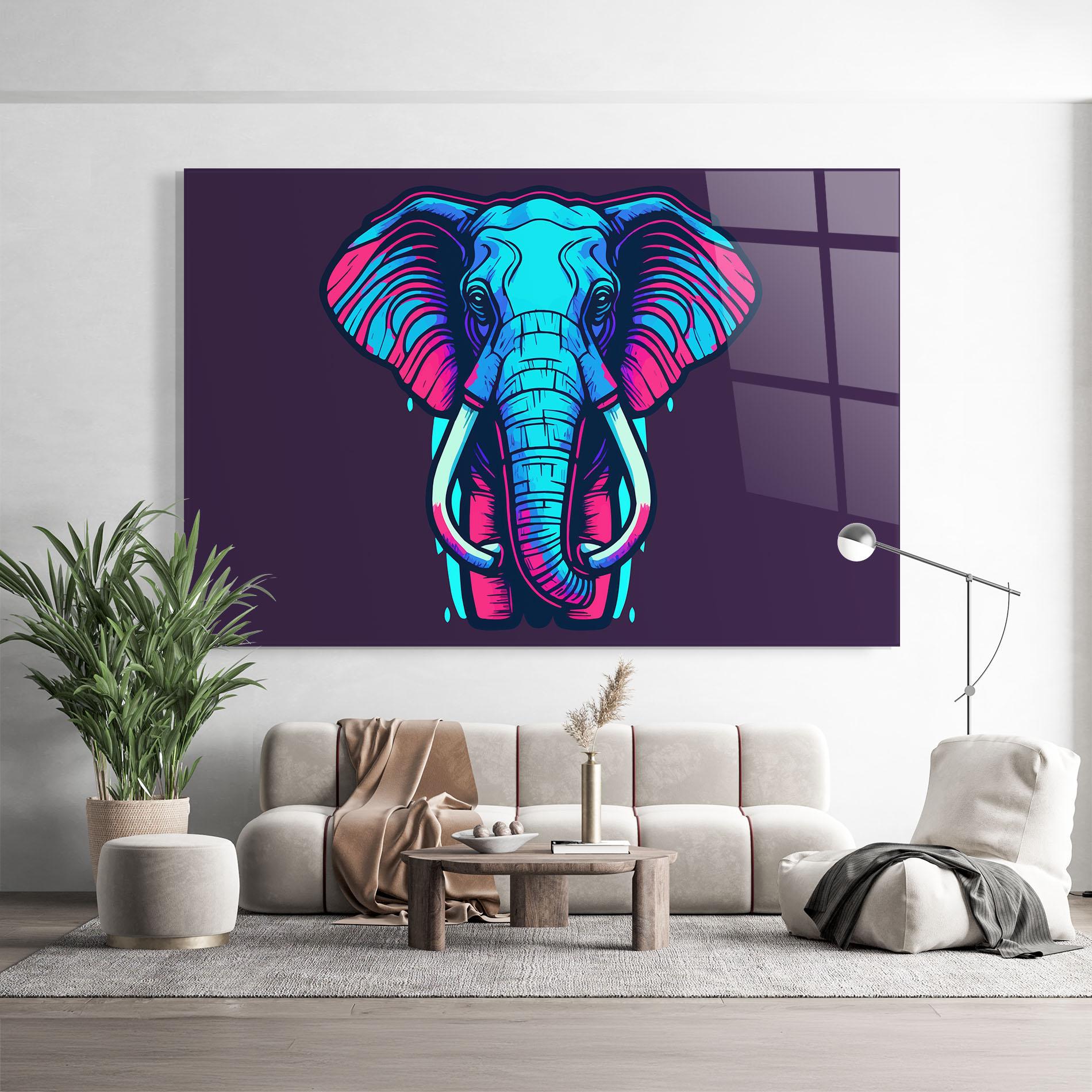 Üvegkép Pink Blue Elephant mockup 9