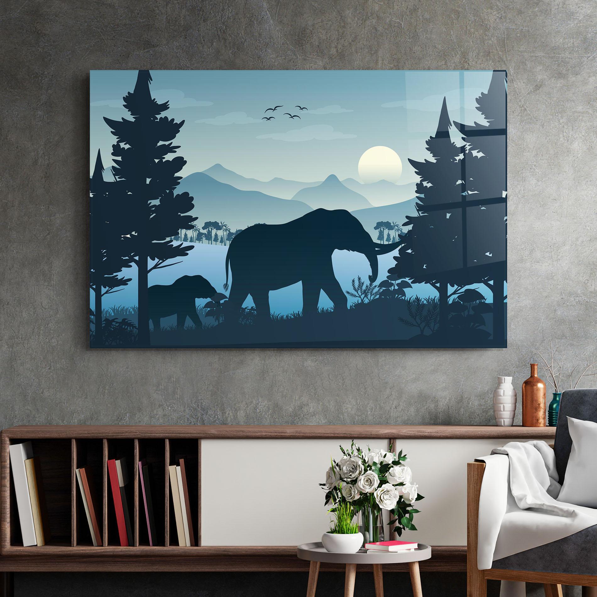 Üvegkép Blue Light Elephant mockup 2