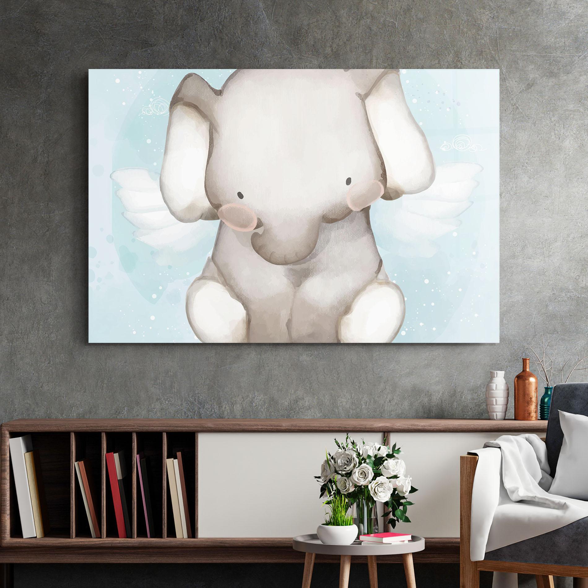 Üvegkép Elephant On Blue mockup 2