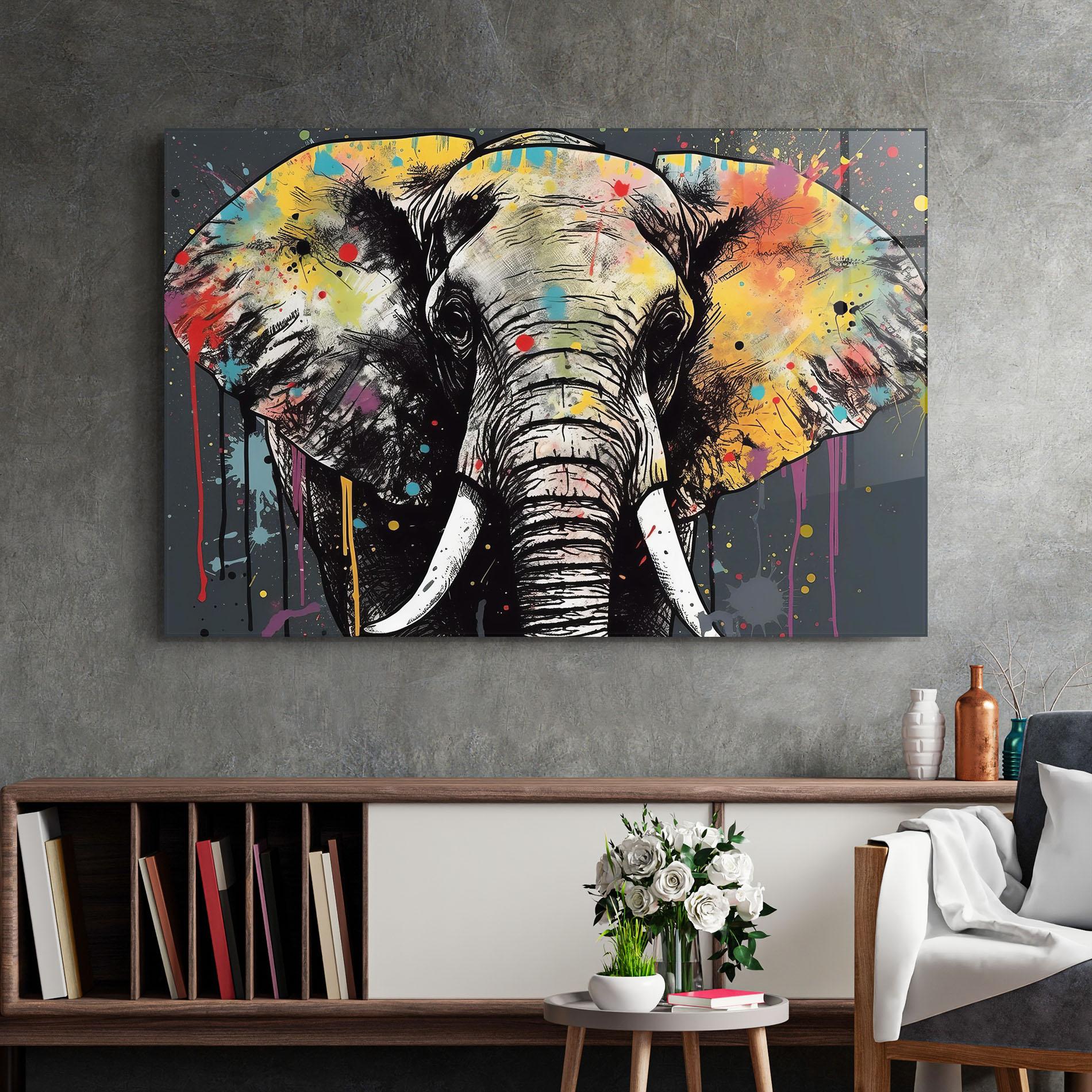 Üvegkép Elephant Portrait Art mockup 2