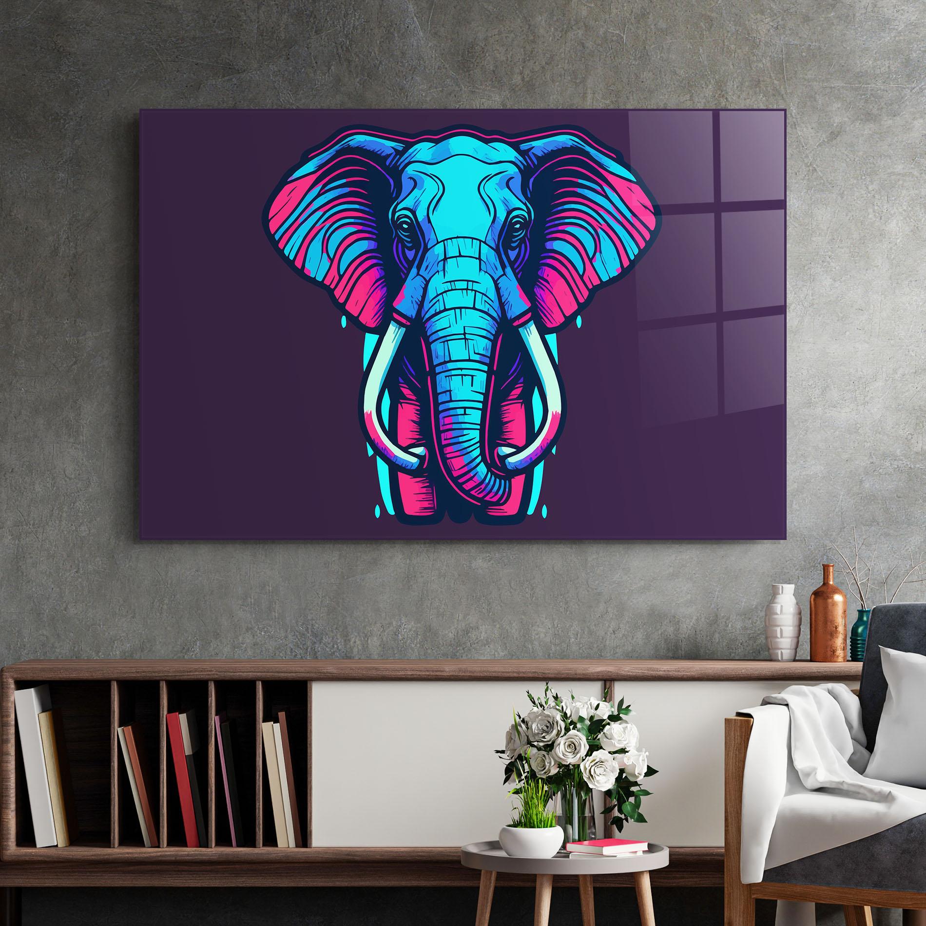 Üvegkép Pink Blue Elephant mockup 2