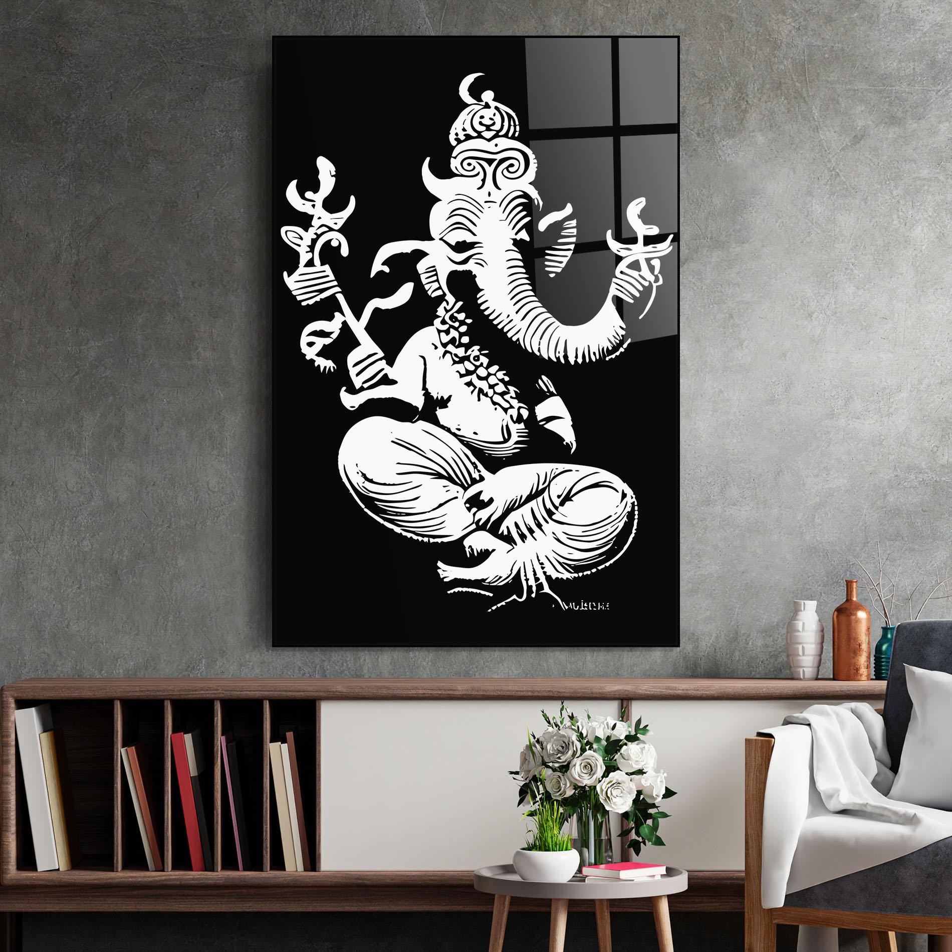 Üvegkép Black And White Ganesha mockup 2