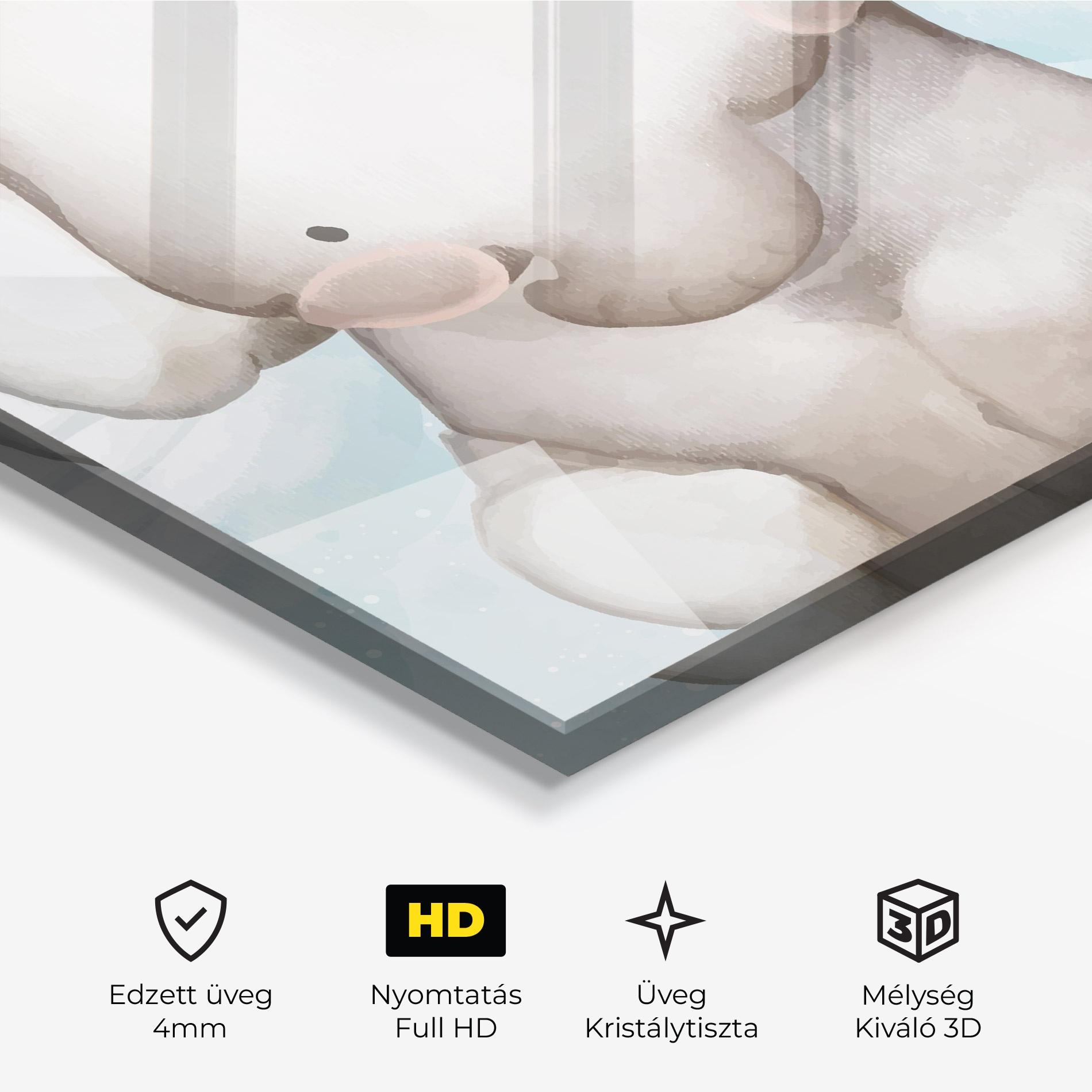 Üvegkép Elephant On Blue mockup 3