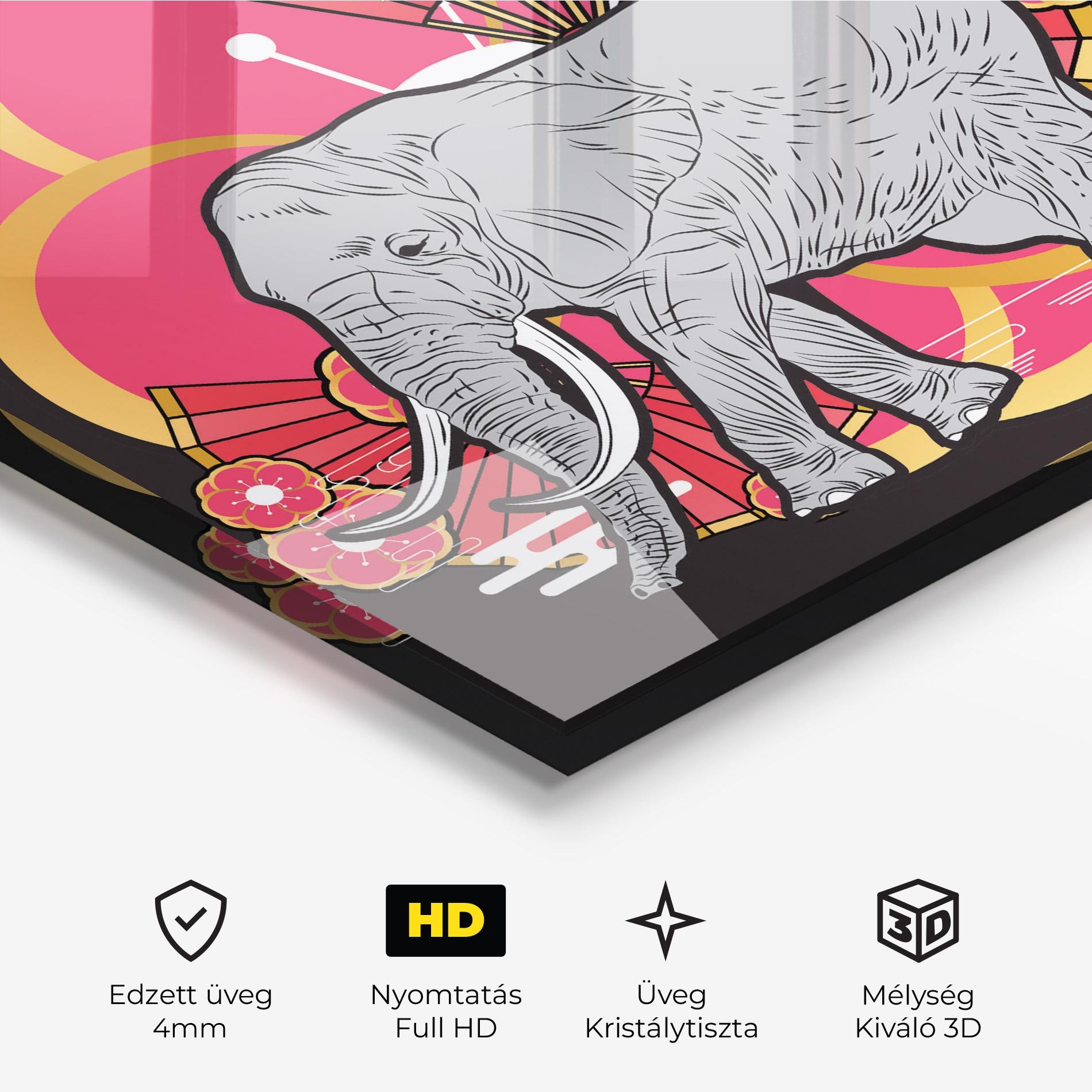 Üvegkép Elephant On Pink mockup 3