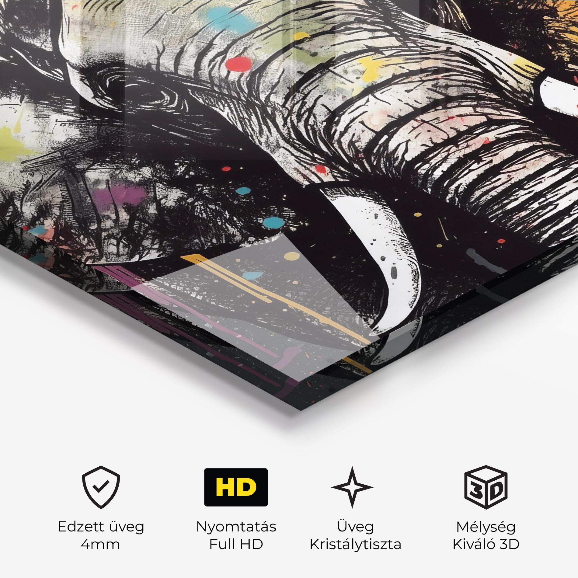 Üvegkép Elephant Portrait Art mockup 3