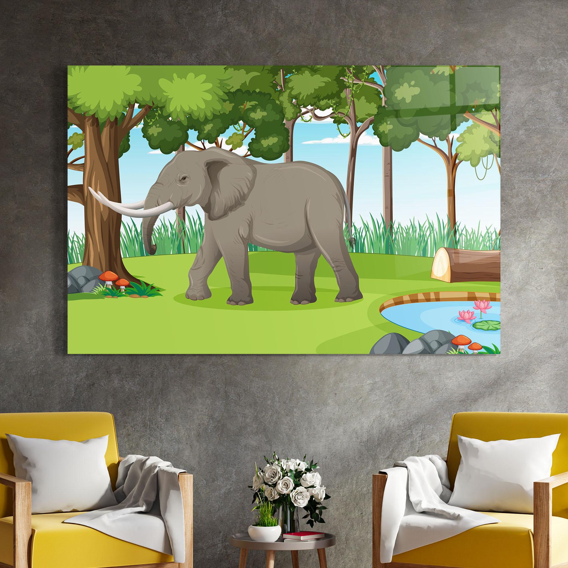 Üvegkép Animated Elephant mockup 4