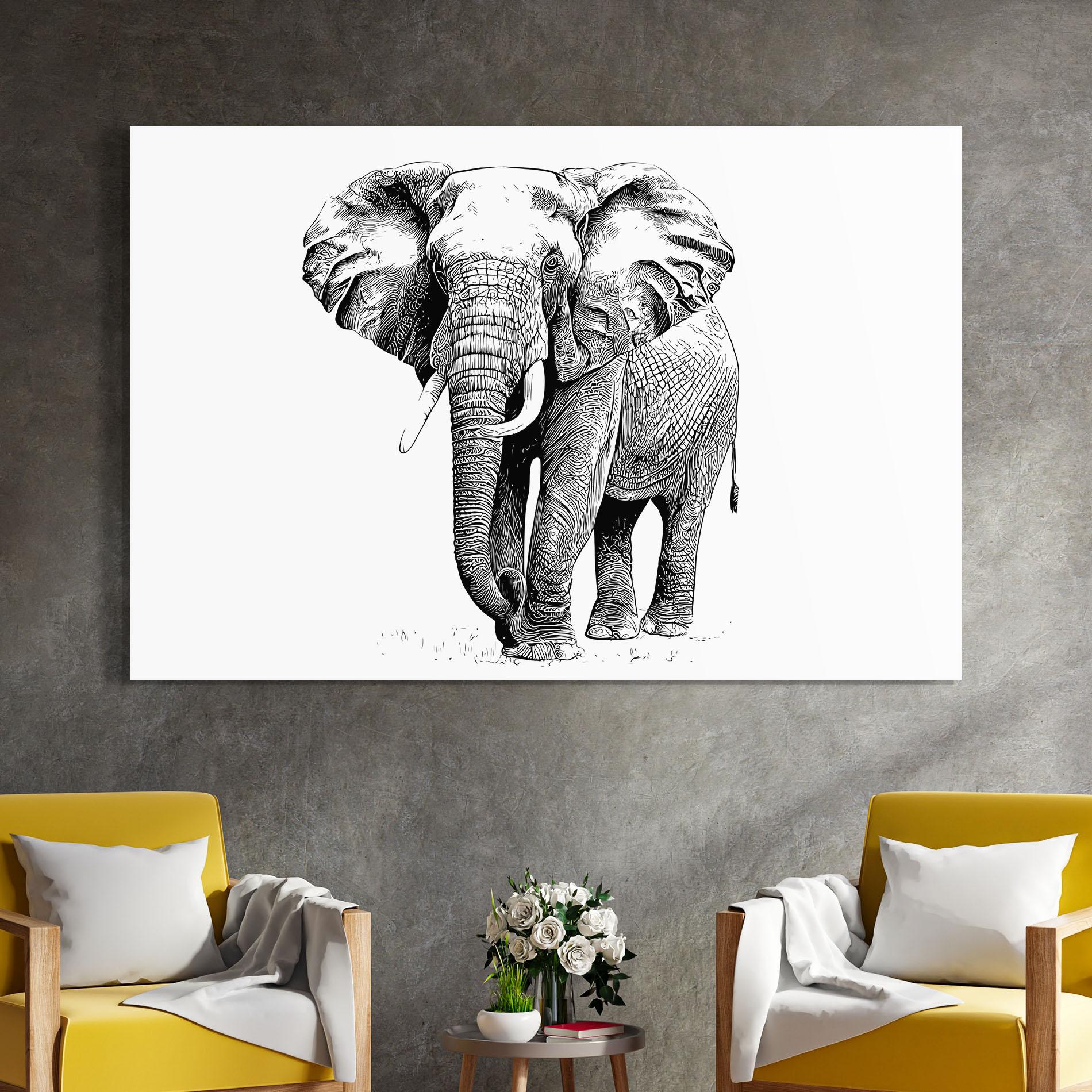 Üvegkép Black Lines Elephant mockup 4