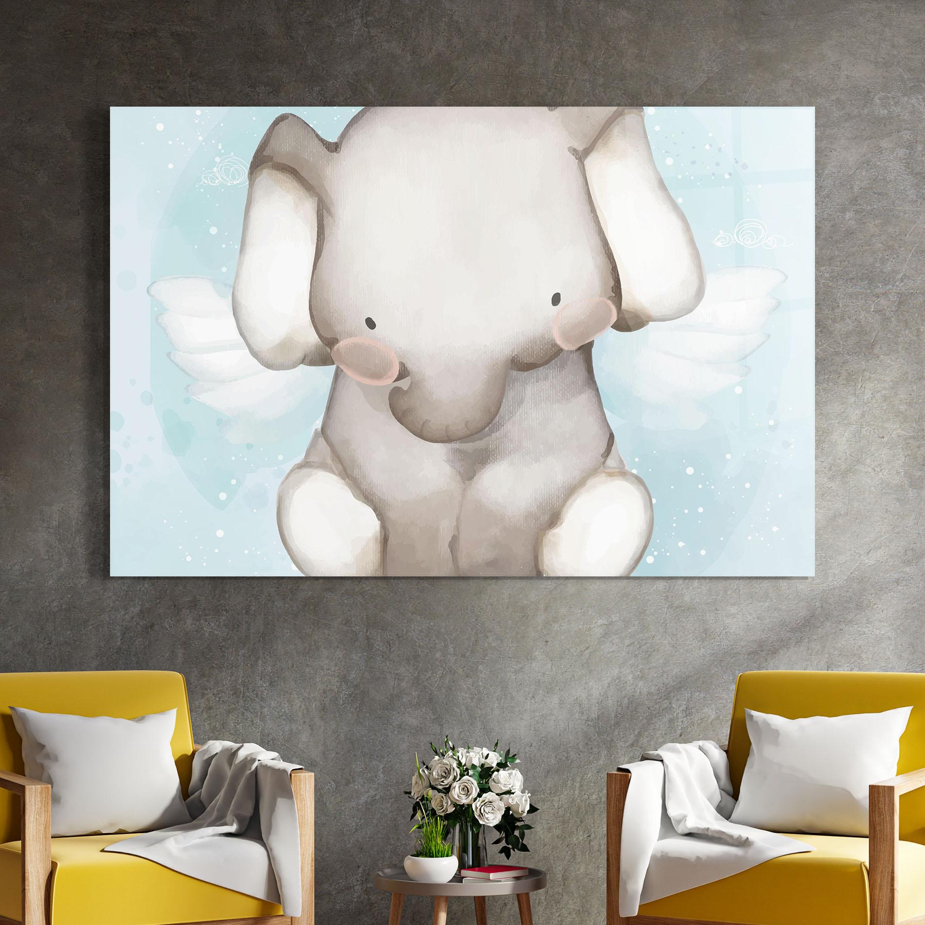Üvegkép Elephant On Blue mockup 4