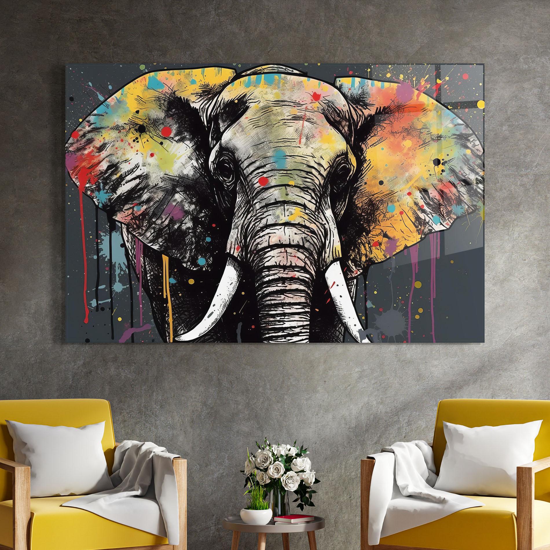 Üvegkép Elephant Portrait Art mockup 4
