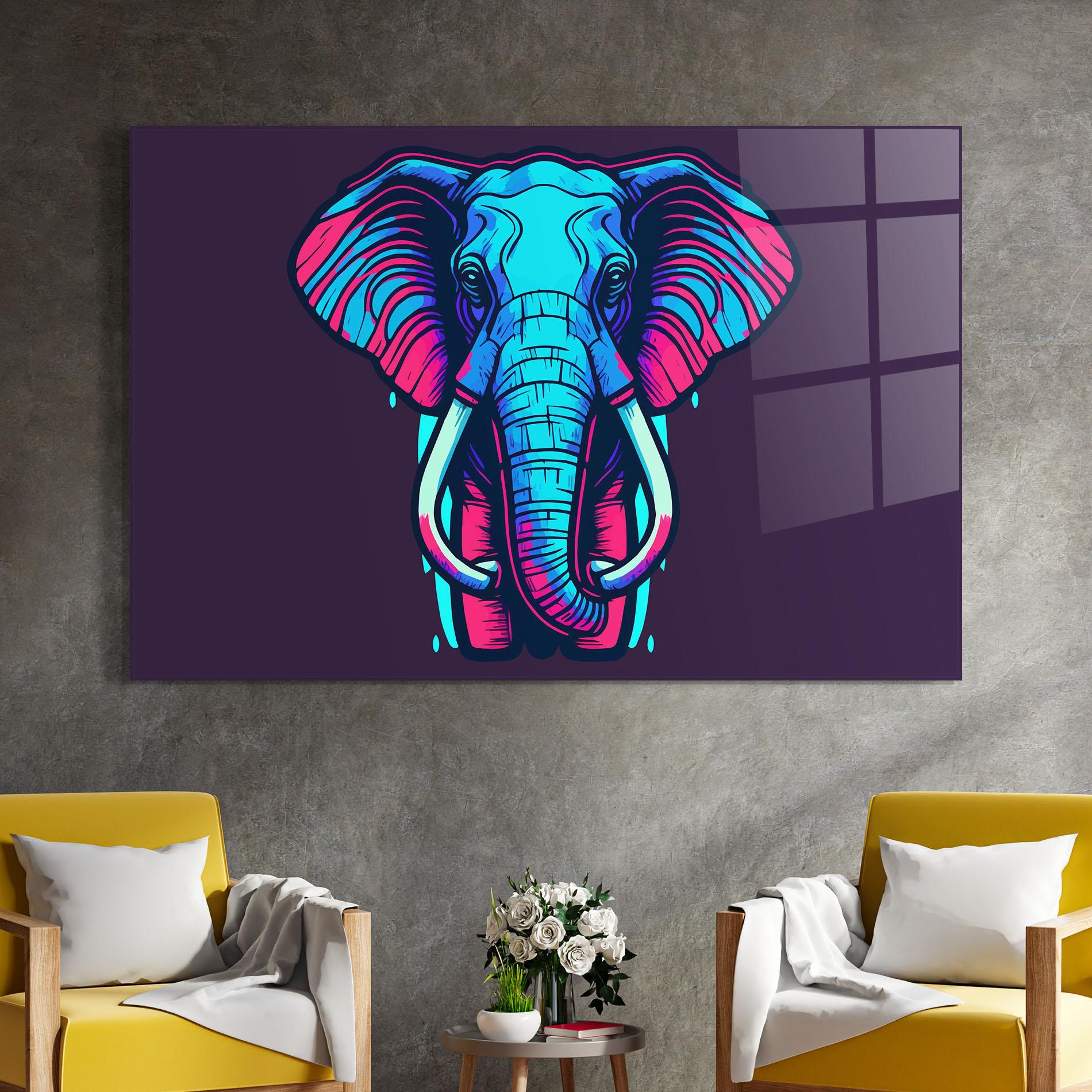 Üvegkép Pink Blue Elephant mockup 4
