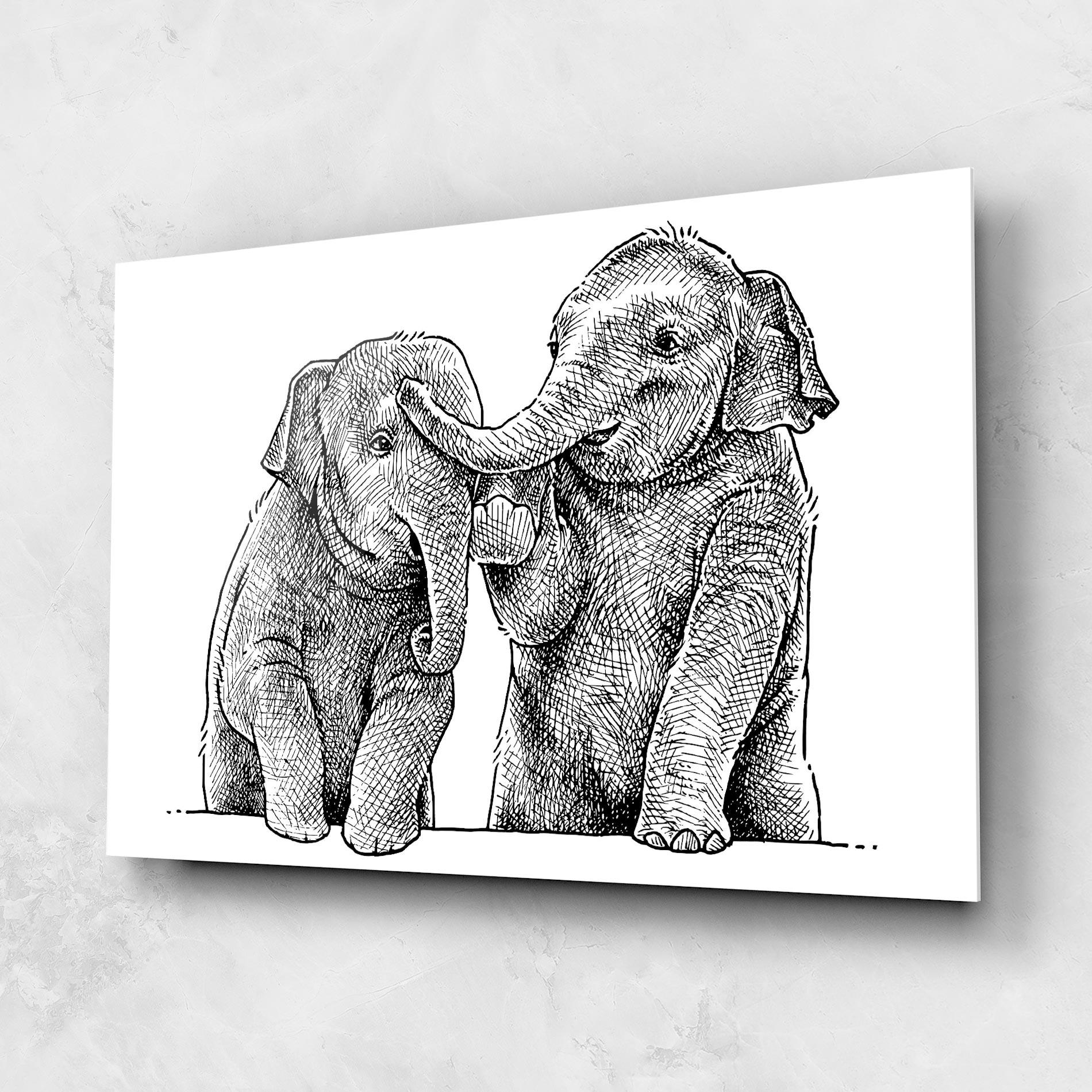 Üvegkép Baby Elephants mockup 1