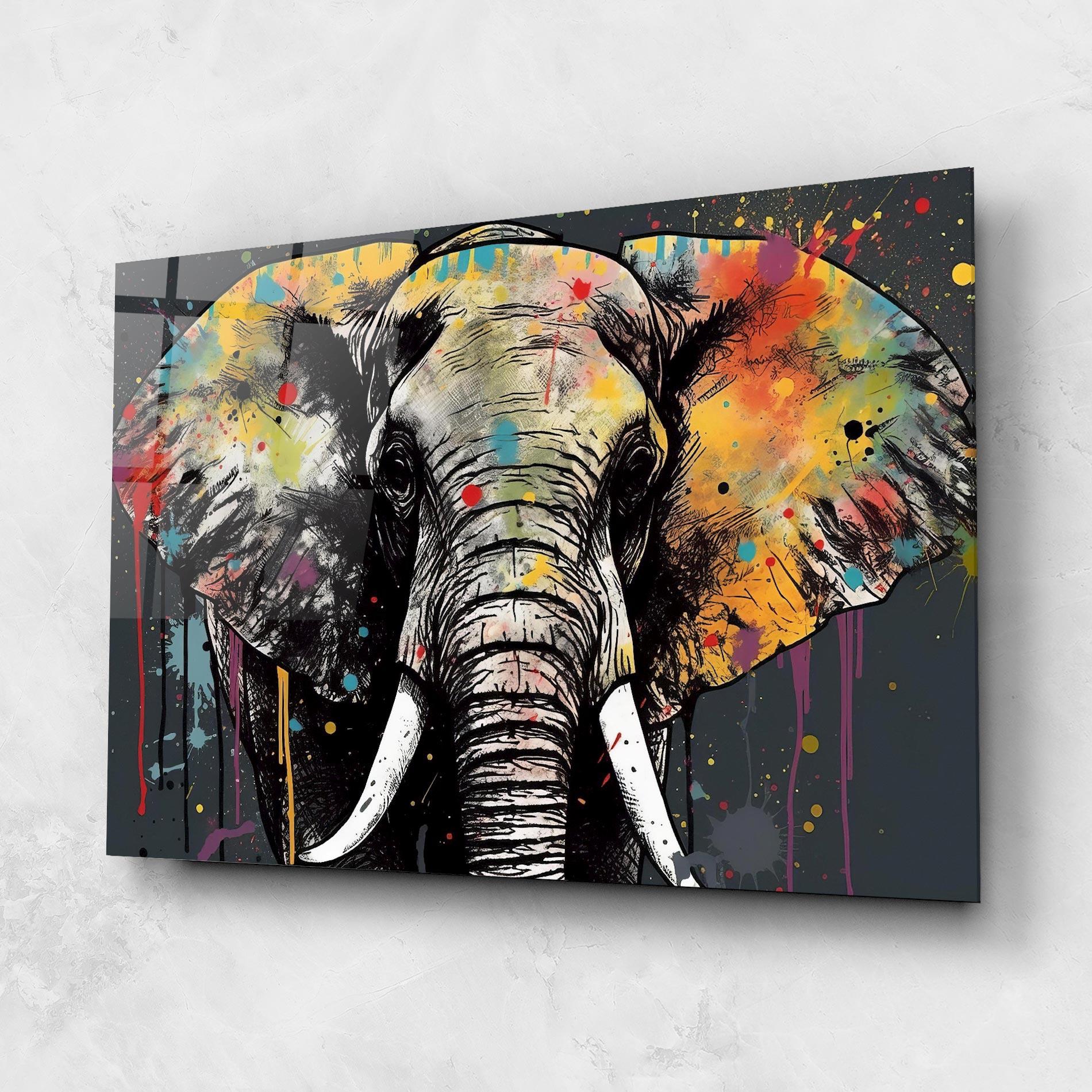 Üvegkép Elephant Portrait Art mockup 1