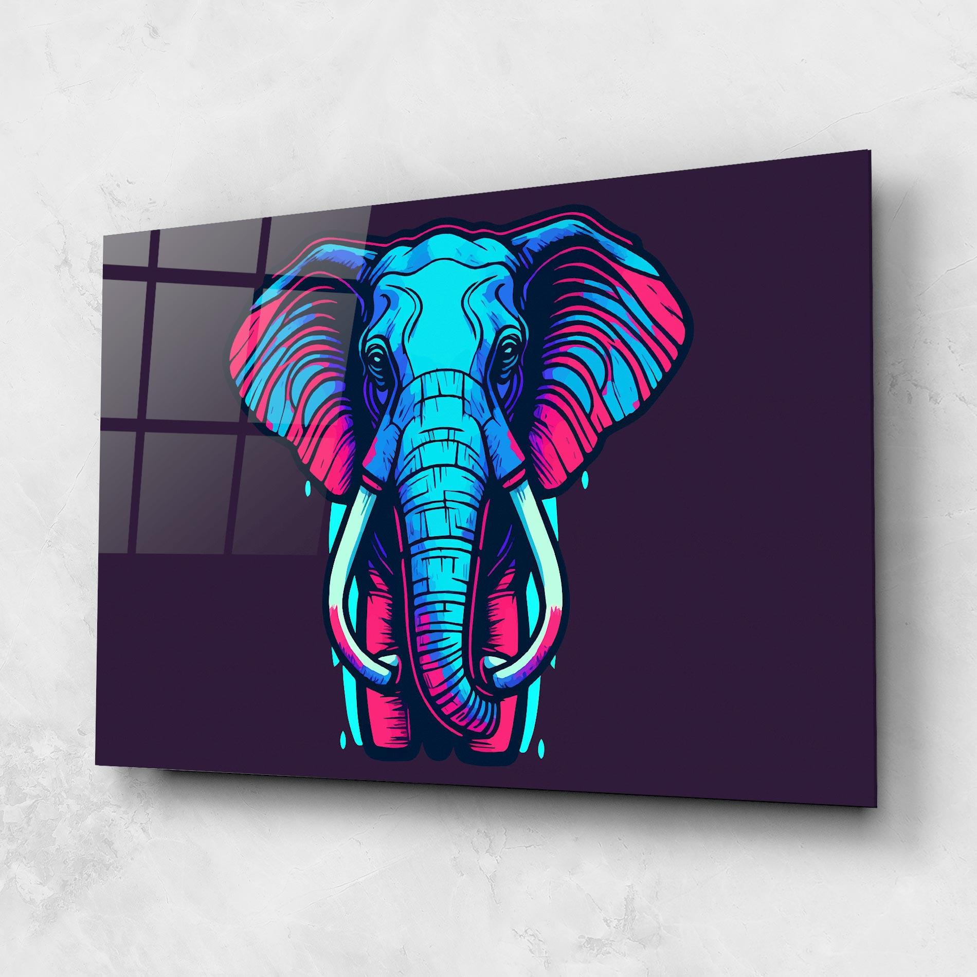 Üvegkép Pink Blue Elephant mockup 1
