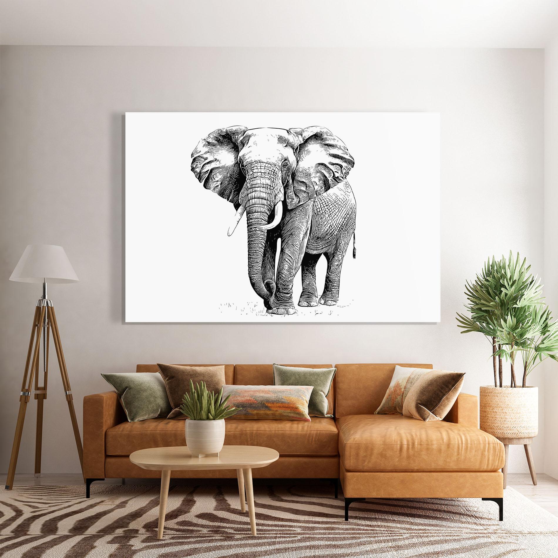 Üvegkép Black Lines Elephant mockup 7