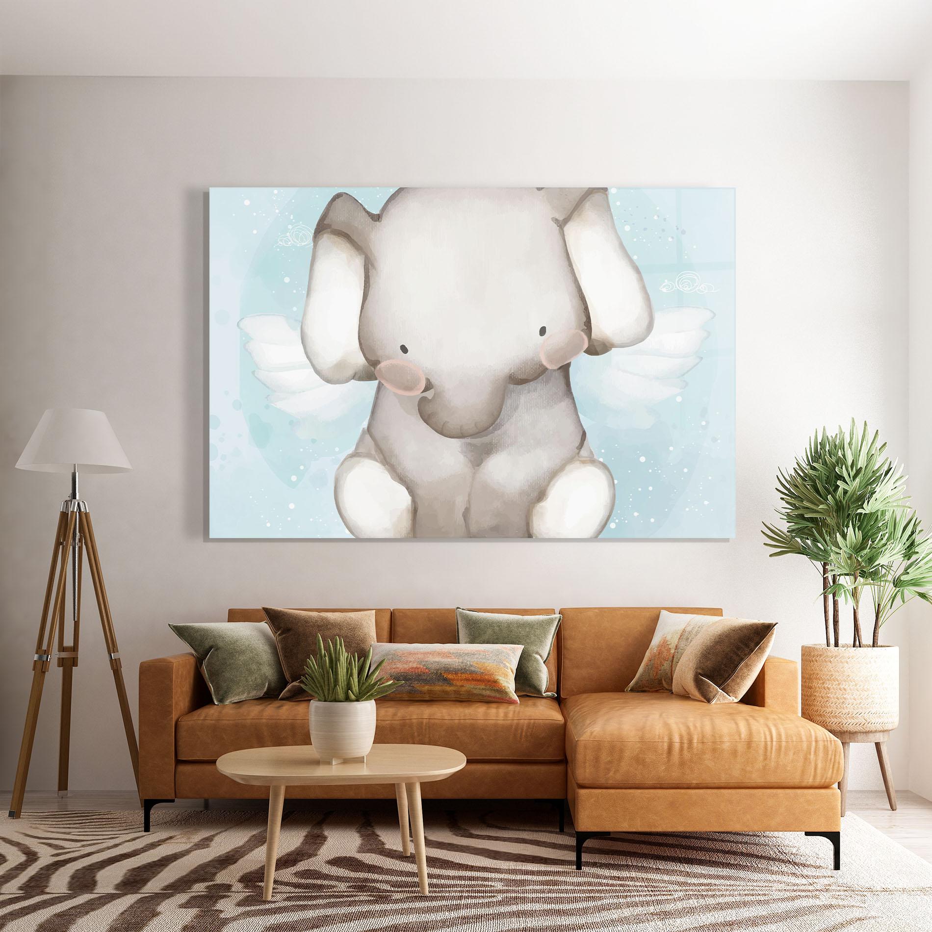 Üvegkép Elephant On Blue mockup 7