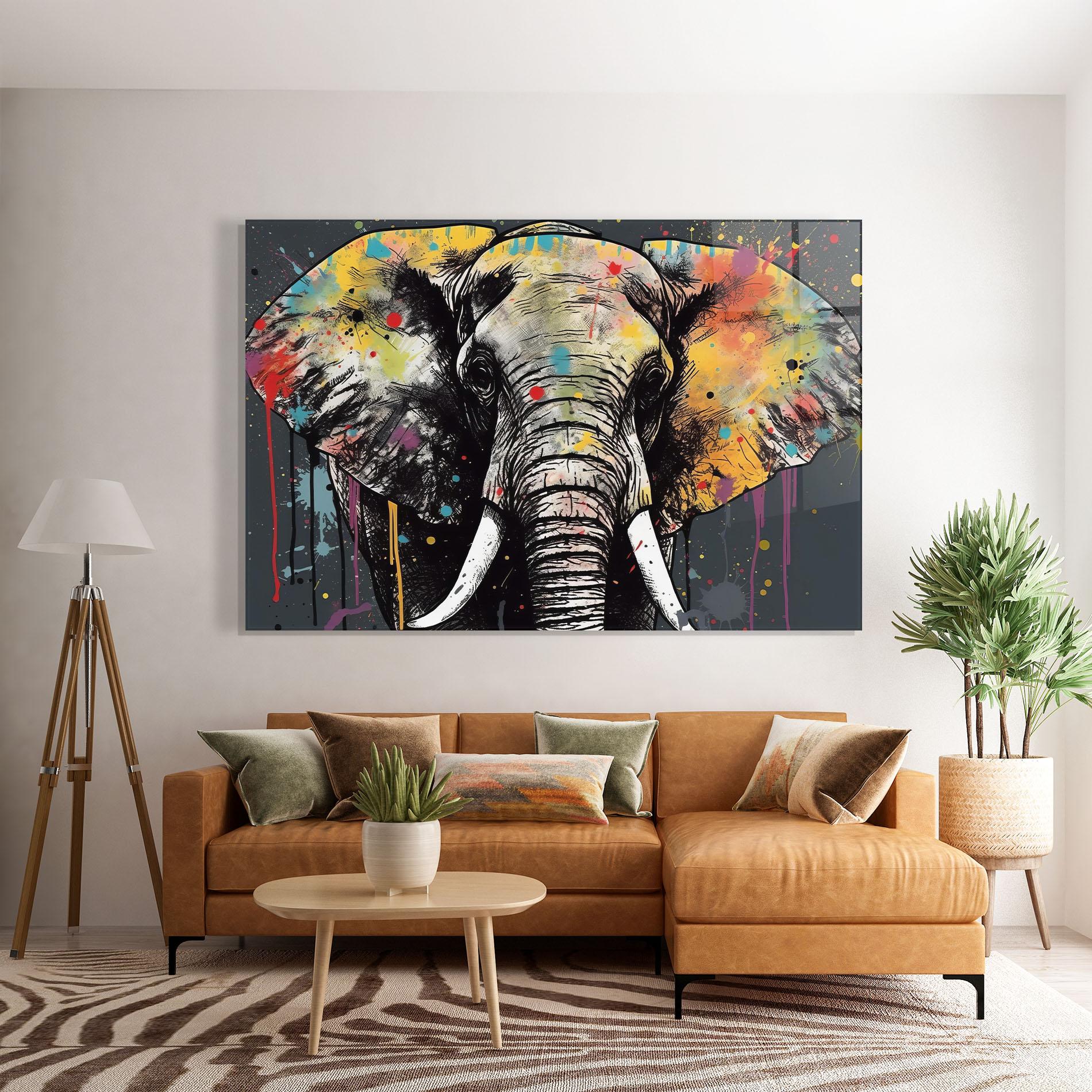 Üvegkép Elephant Portrait Art mockup 7