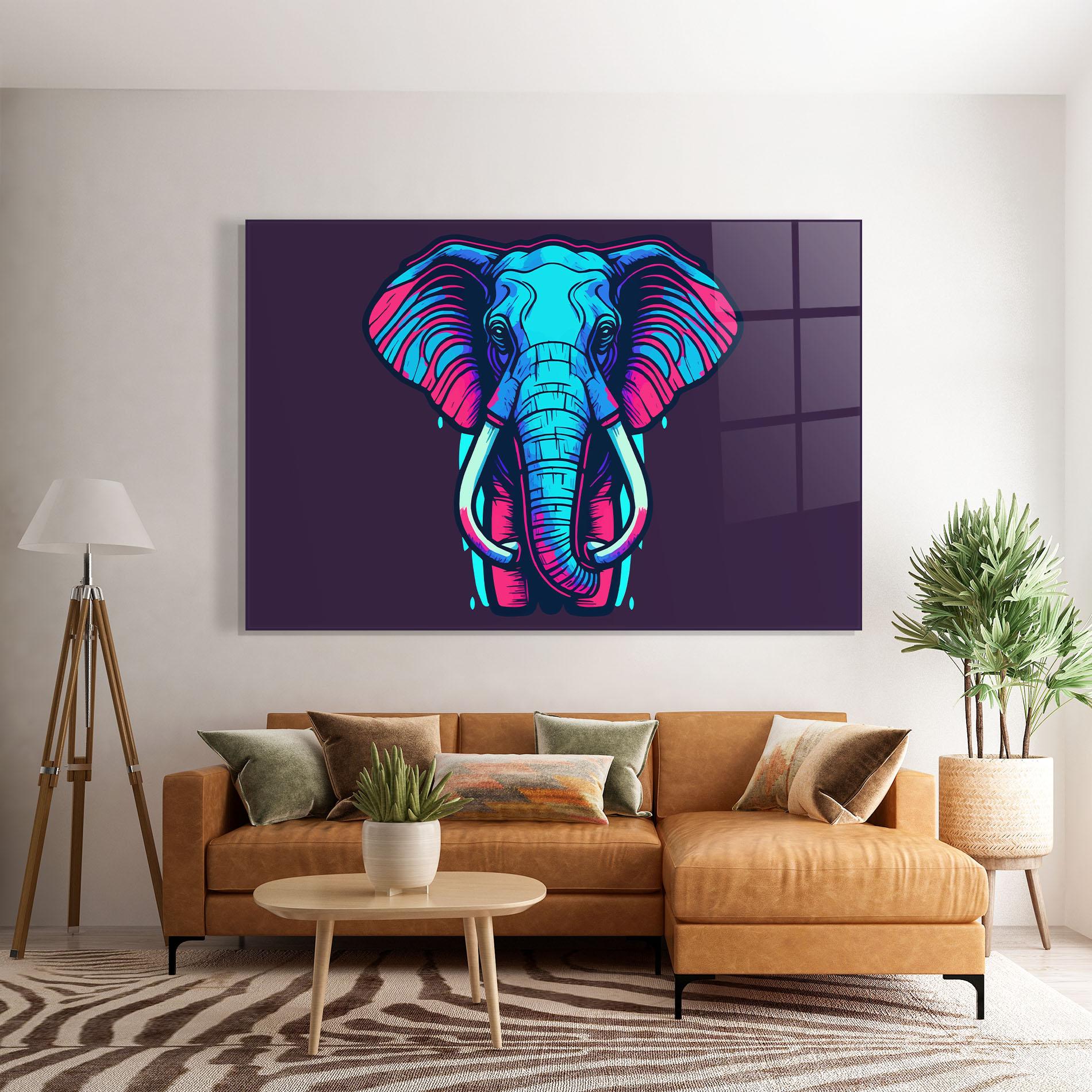Üvegkép Pink Blue Elephant mockup 7