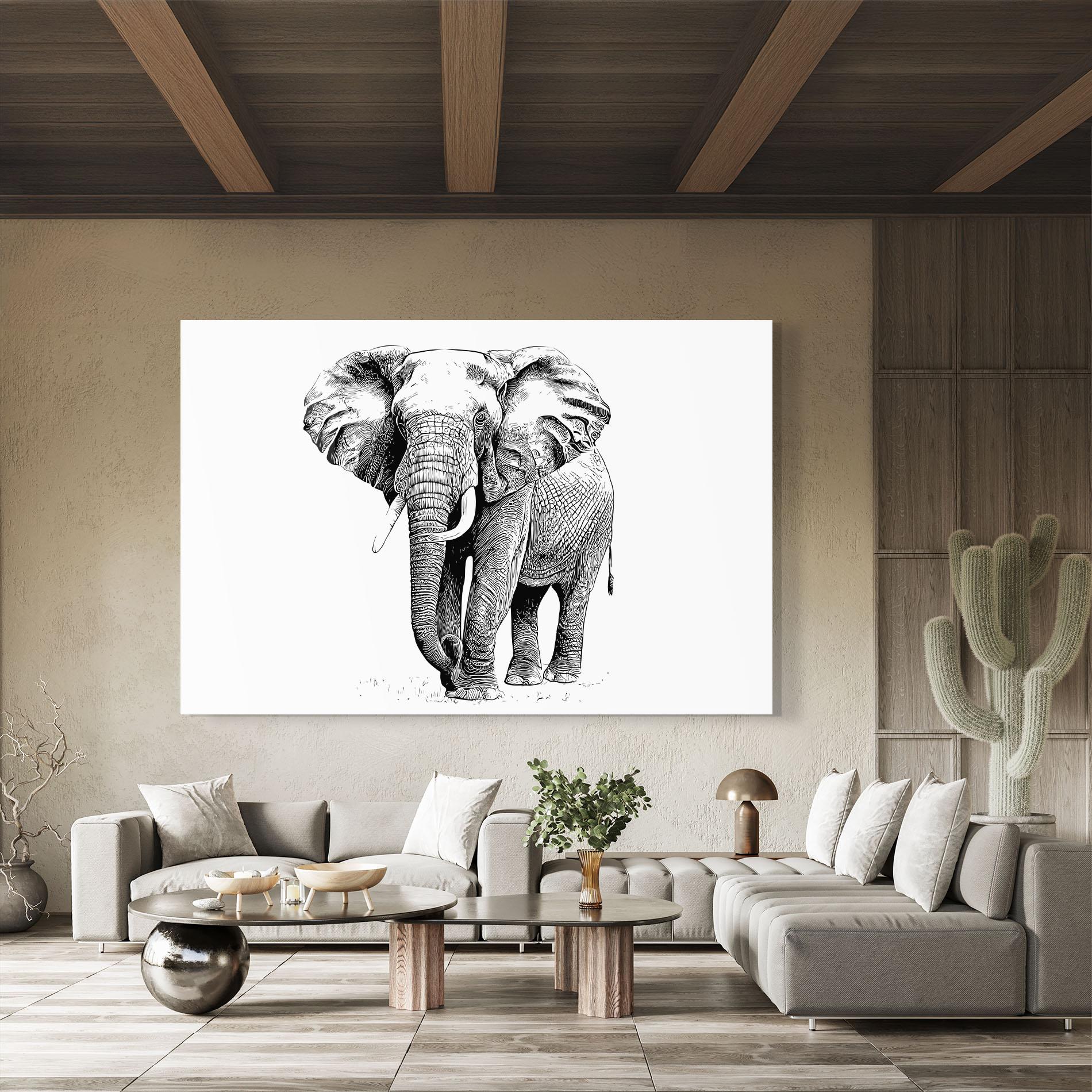Üvegkép Black Lines Elephant mockup 8