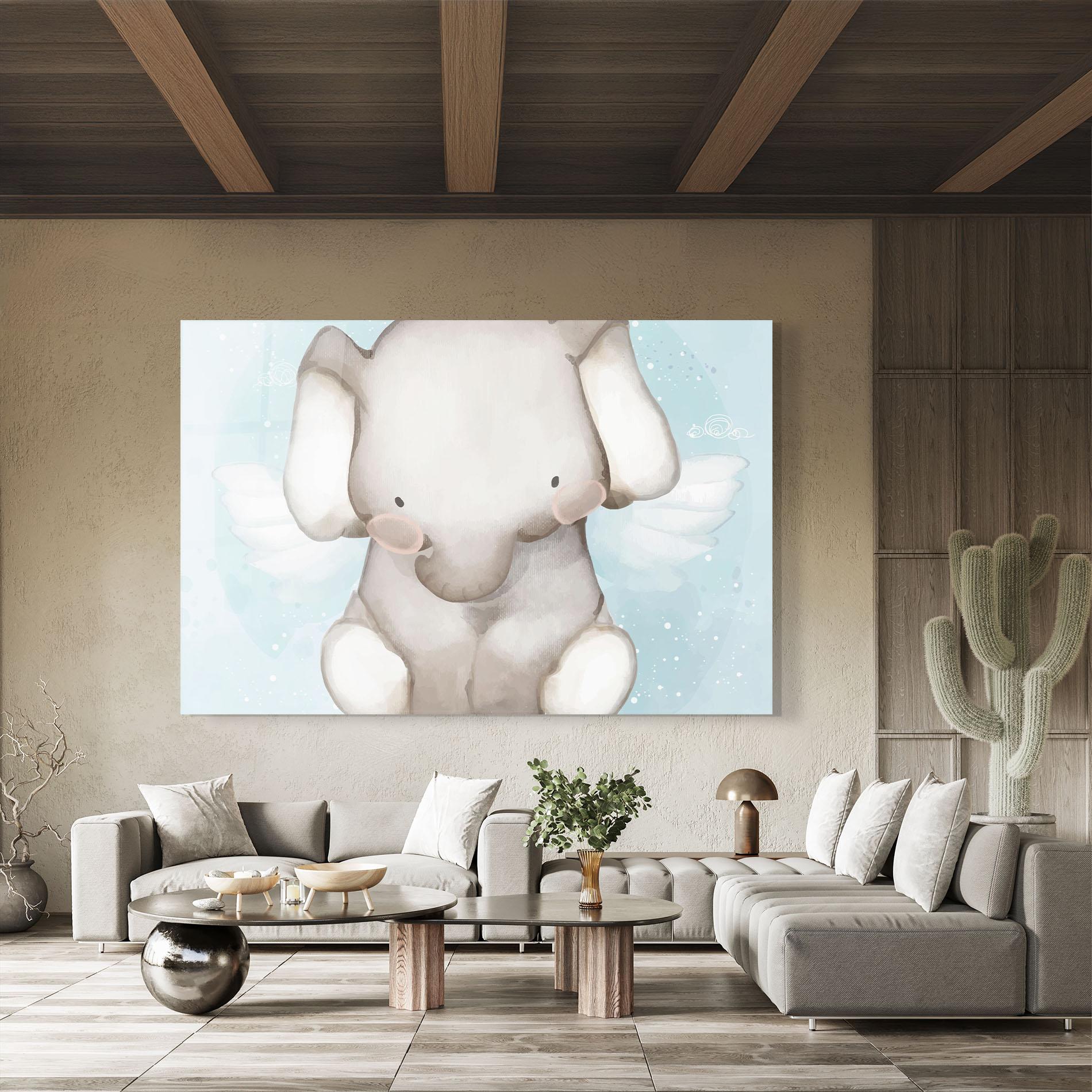 Üvegkép Elephant On Blue mockup 8