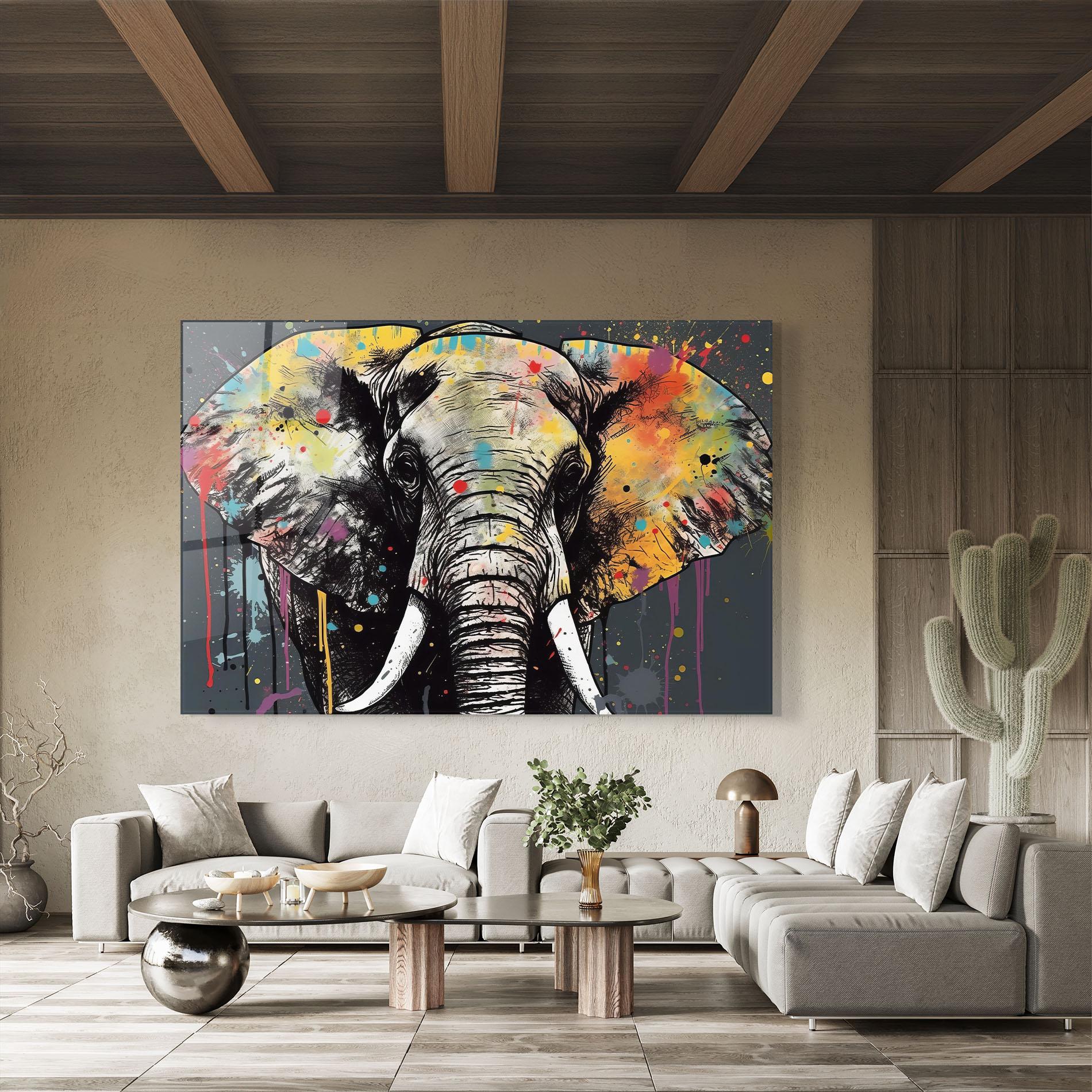 Üvegkép Elephant Portrait Art mockup 8