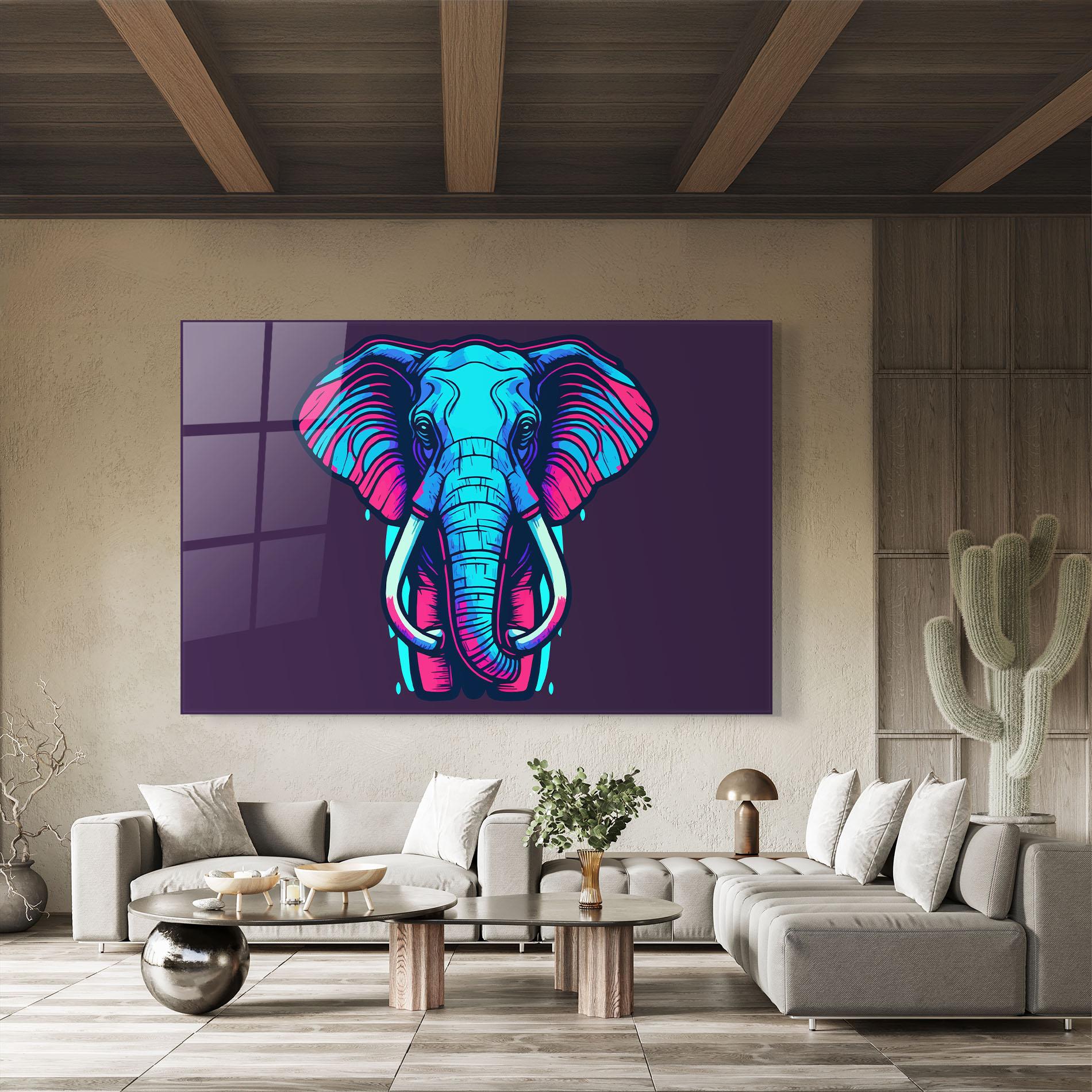Üvegkép Pink Blue Elephant mockup 8