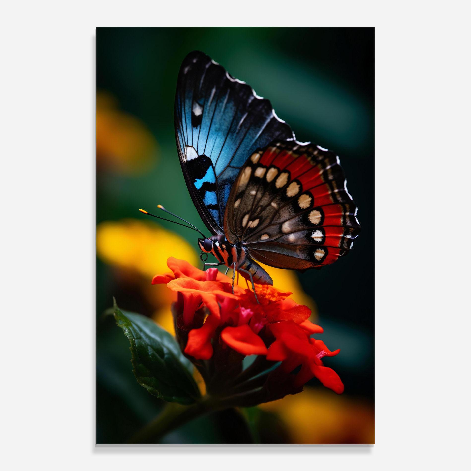 Üvegkép Blue Red Butterfly mockup 0