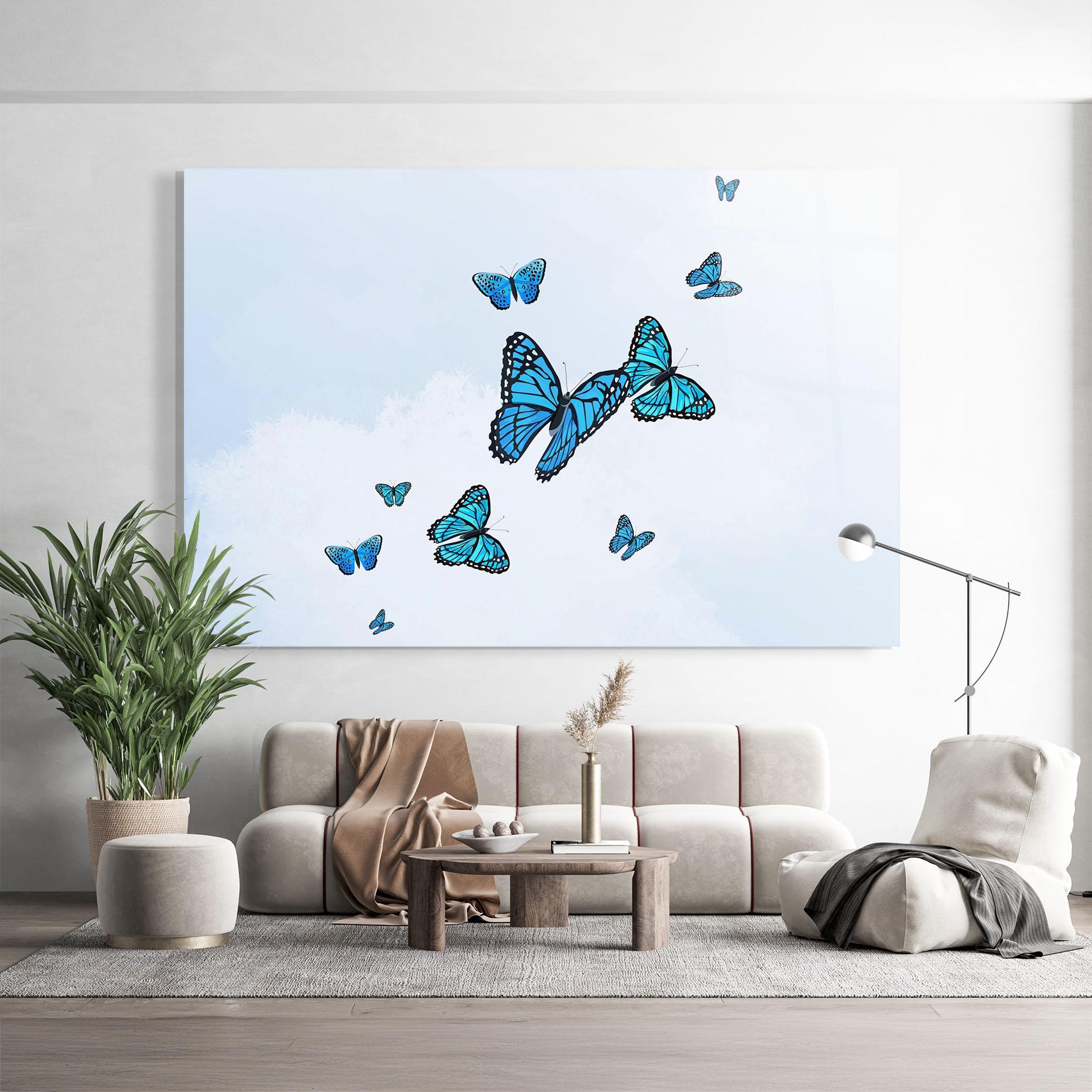 Üvegkép Blue Sky Butterfly mockup 9