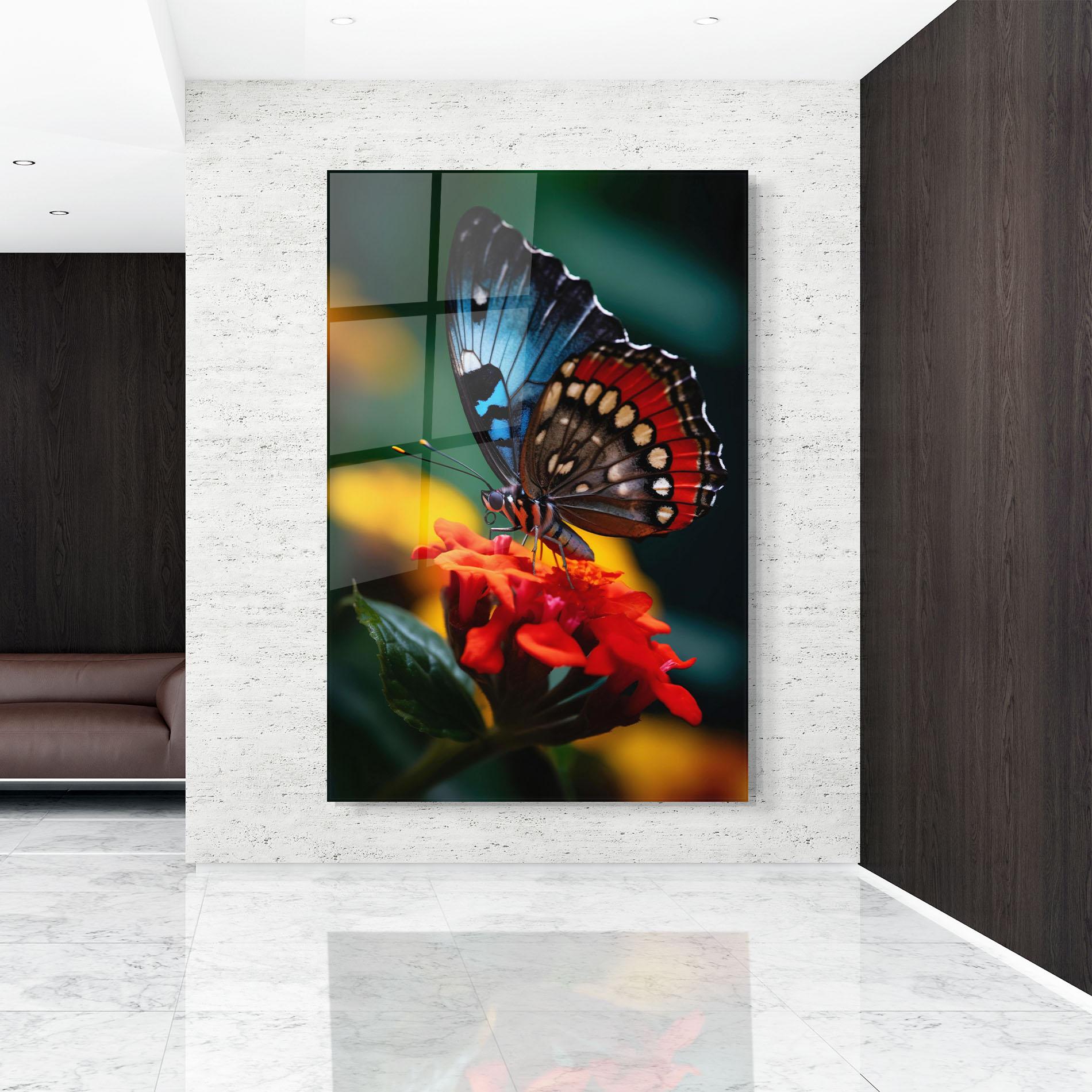 Üvegkép Blue Red Butterfly mockup 9